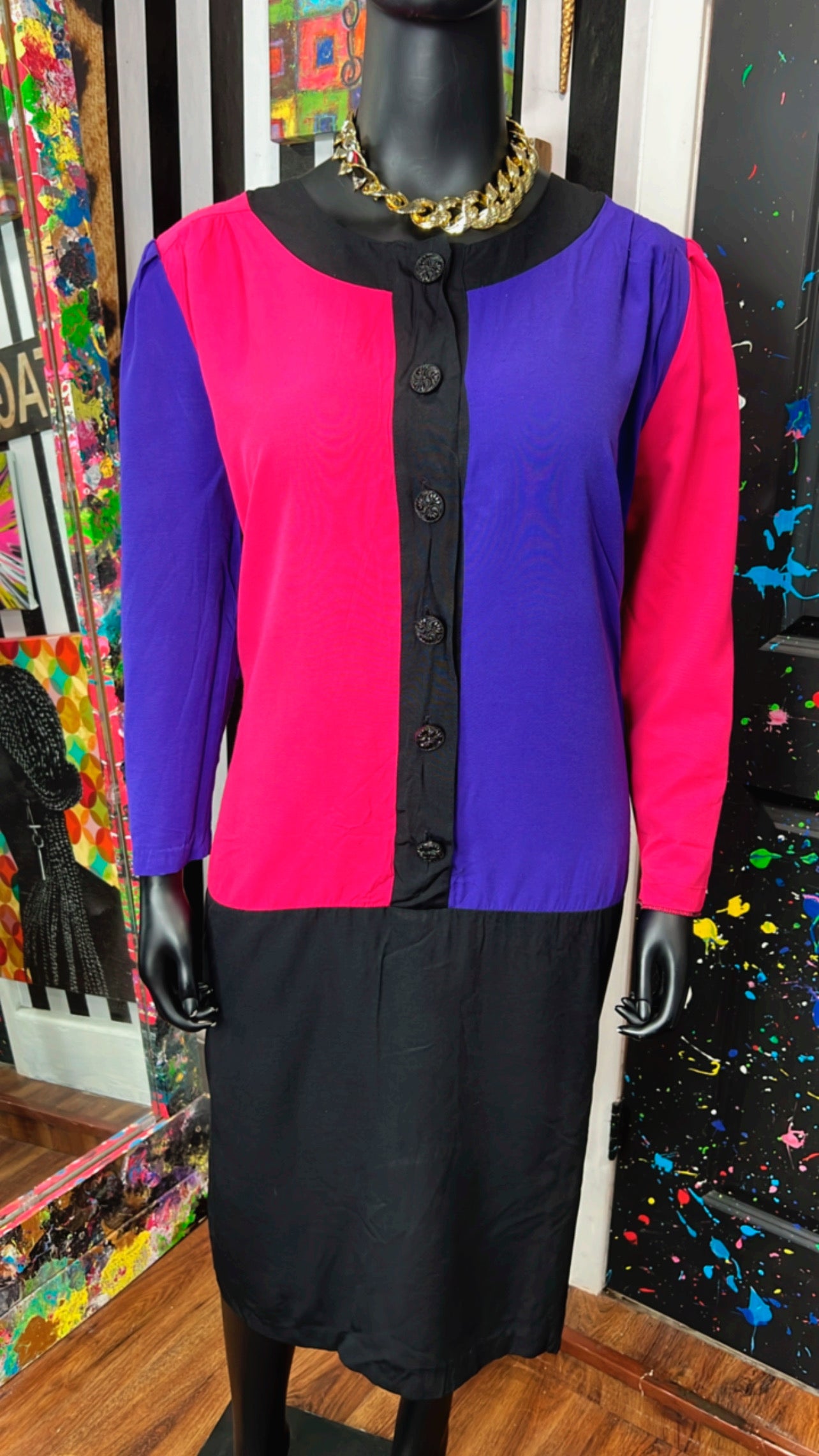 Vintage Color Block Dress (24)
