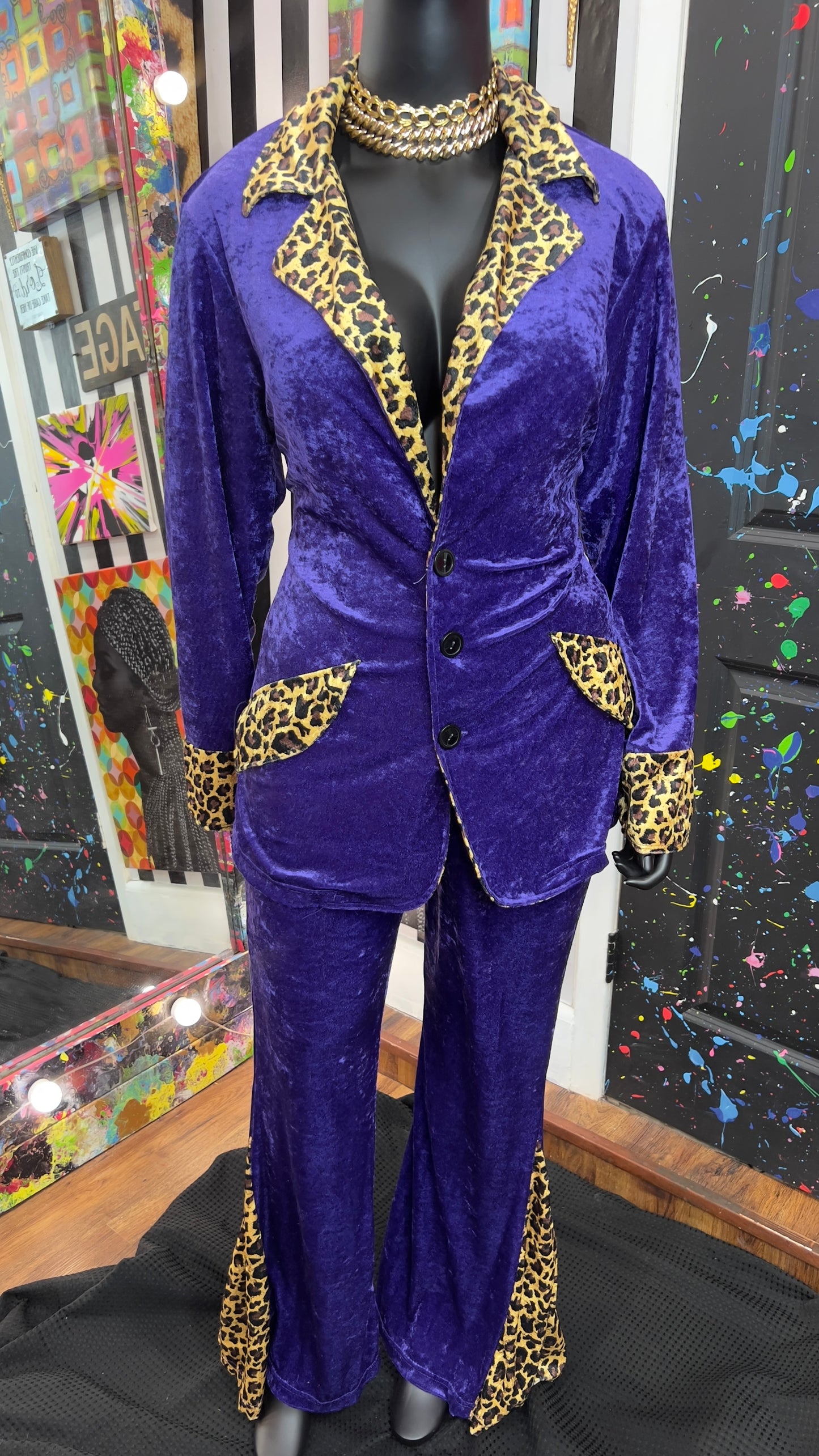 Purple & Animal Print Pants Set (16)