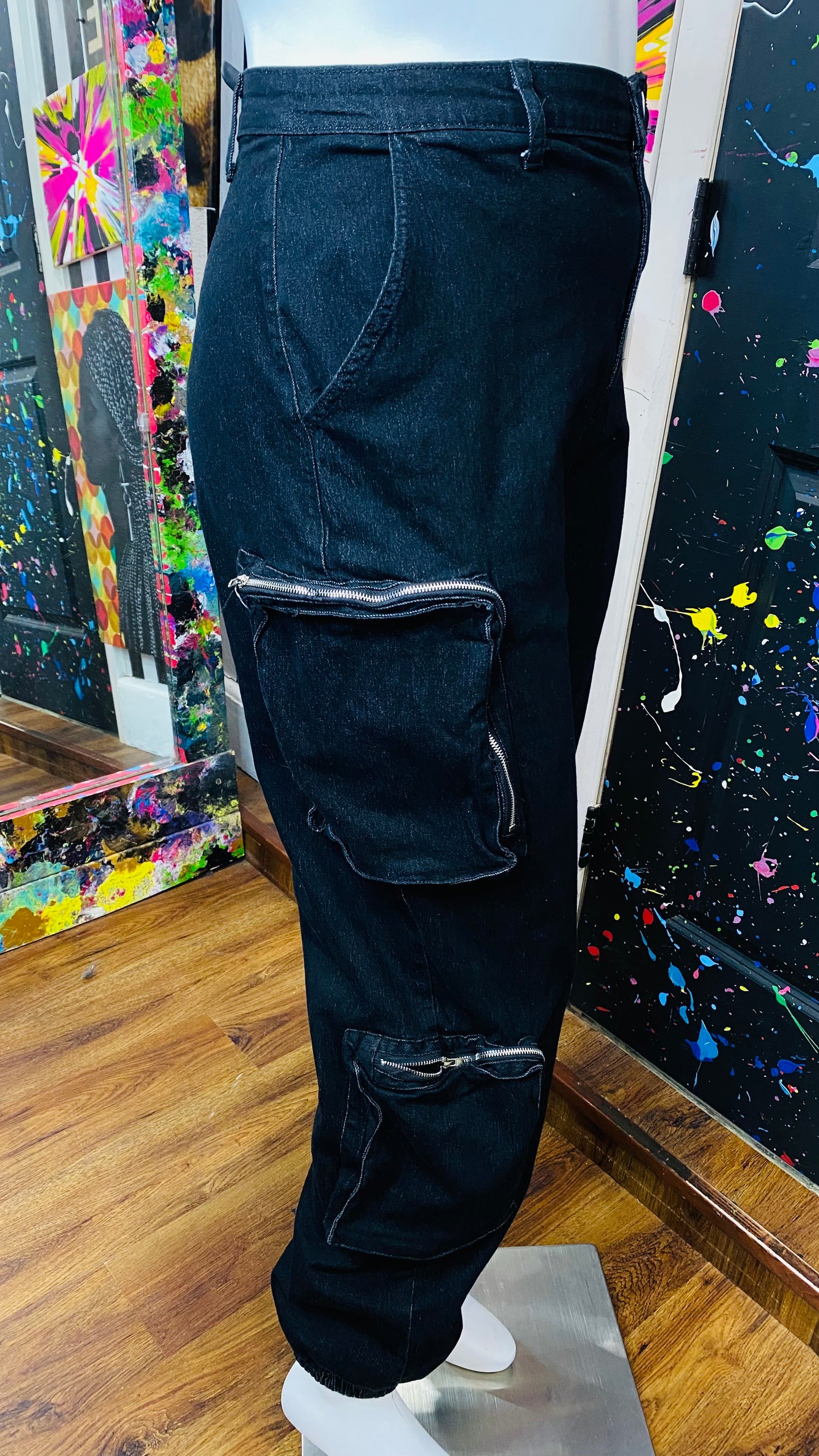 Black Cargo Pants- Has Stretch (20)