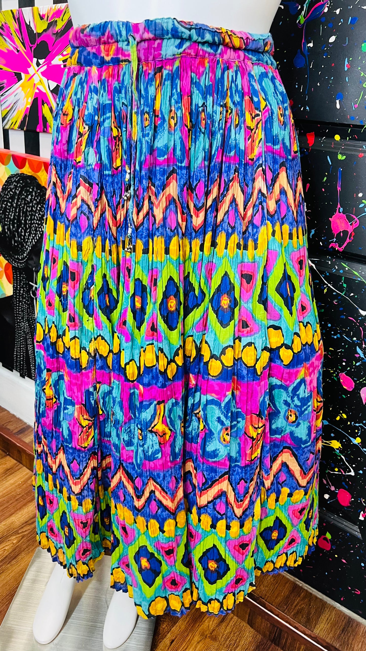 Vintage Rayon Vibrant Skirt (OS)