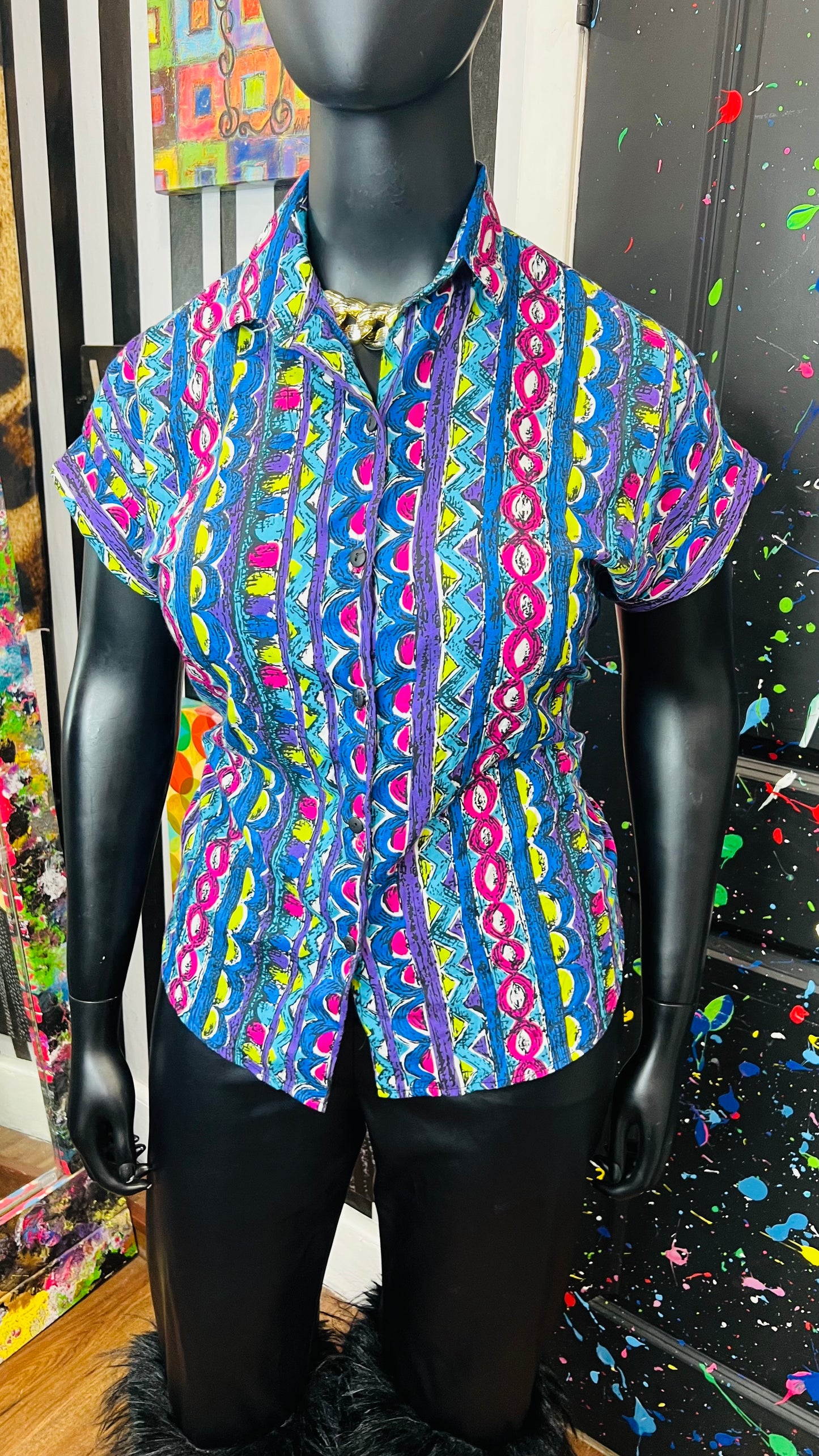 Vintage Abstract 80’s Blouse (16/18)