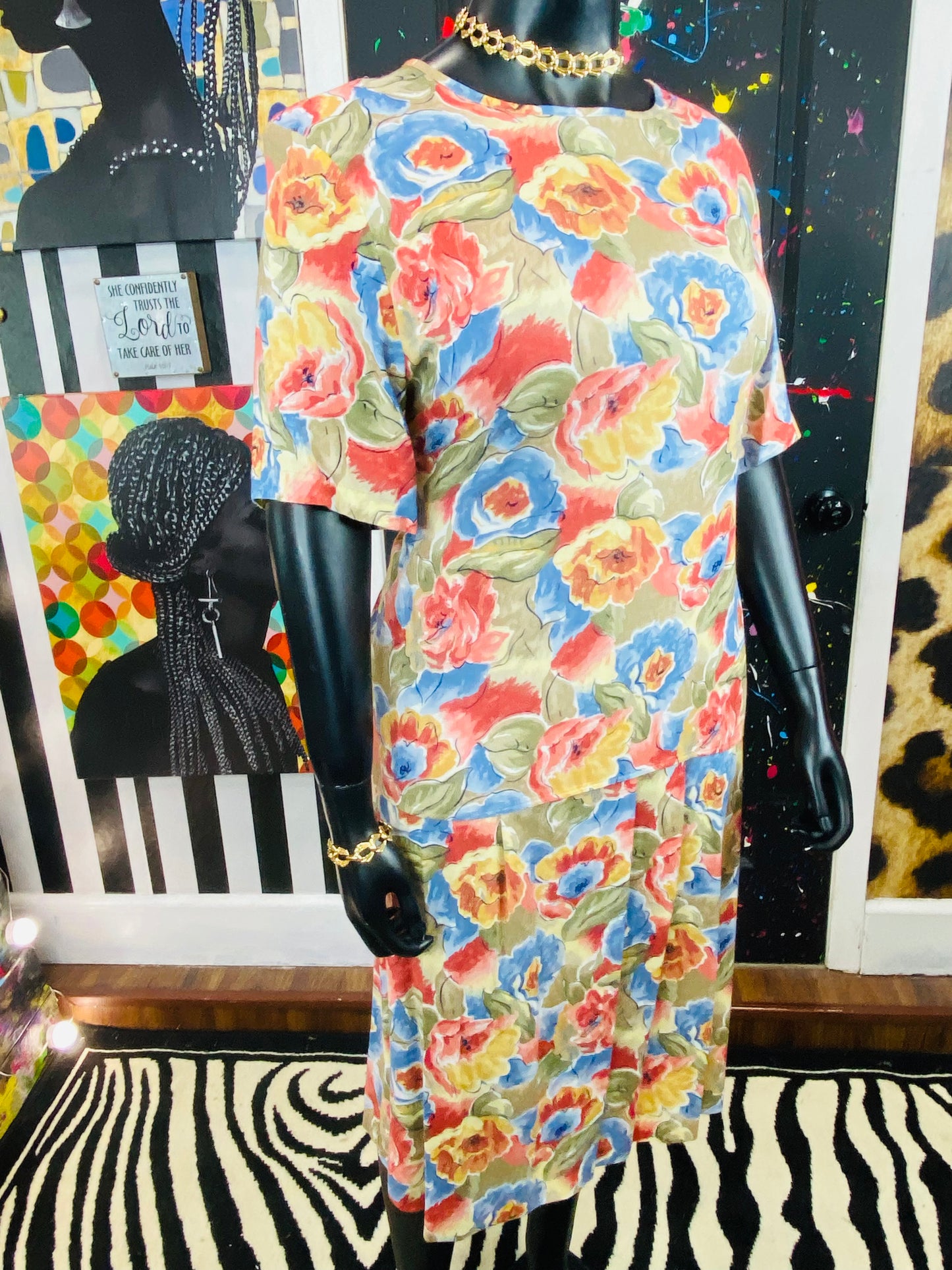 Vintage Floral 2 piece Skirt Set
