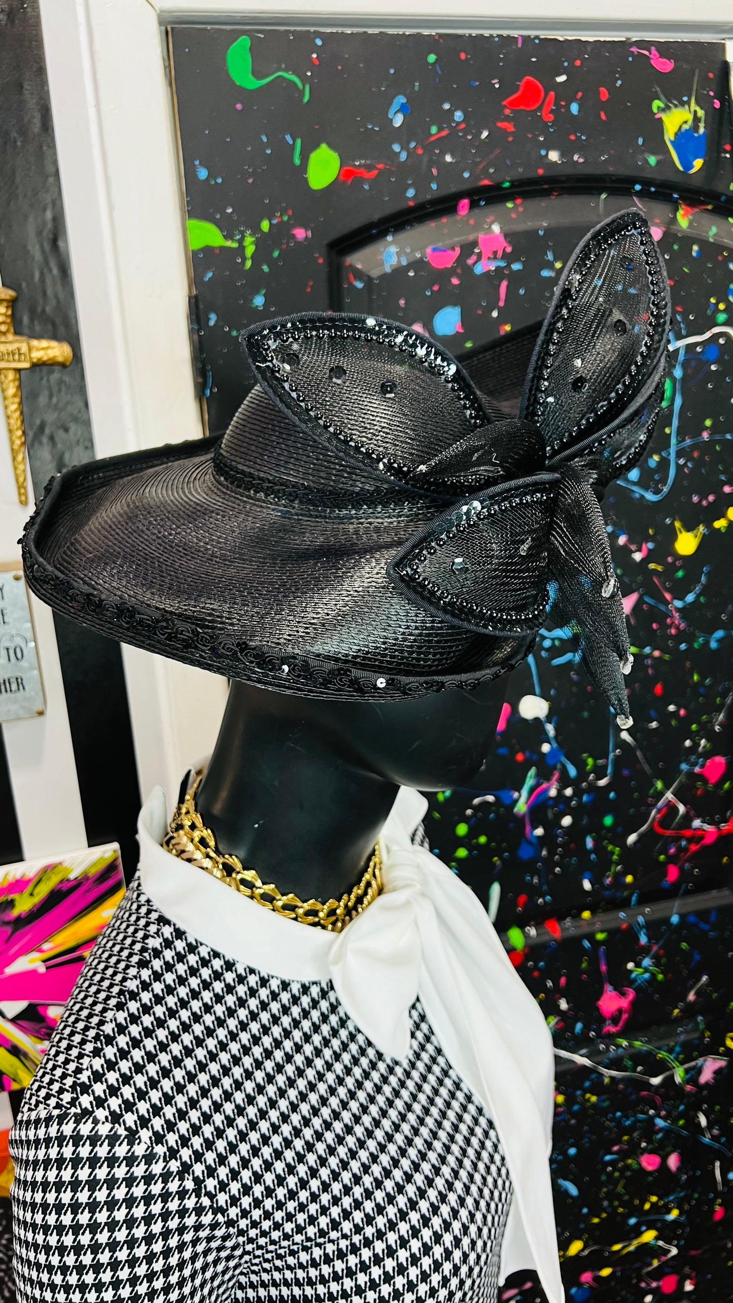 Vintage Sequin Black Hat