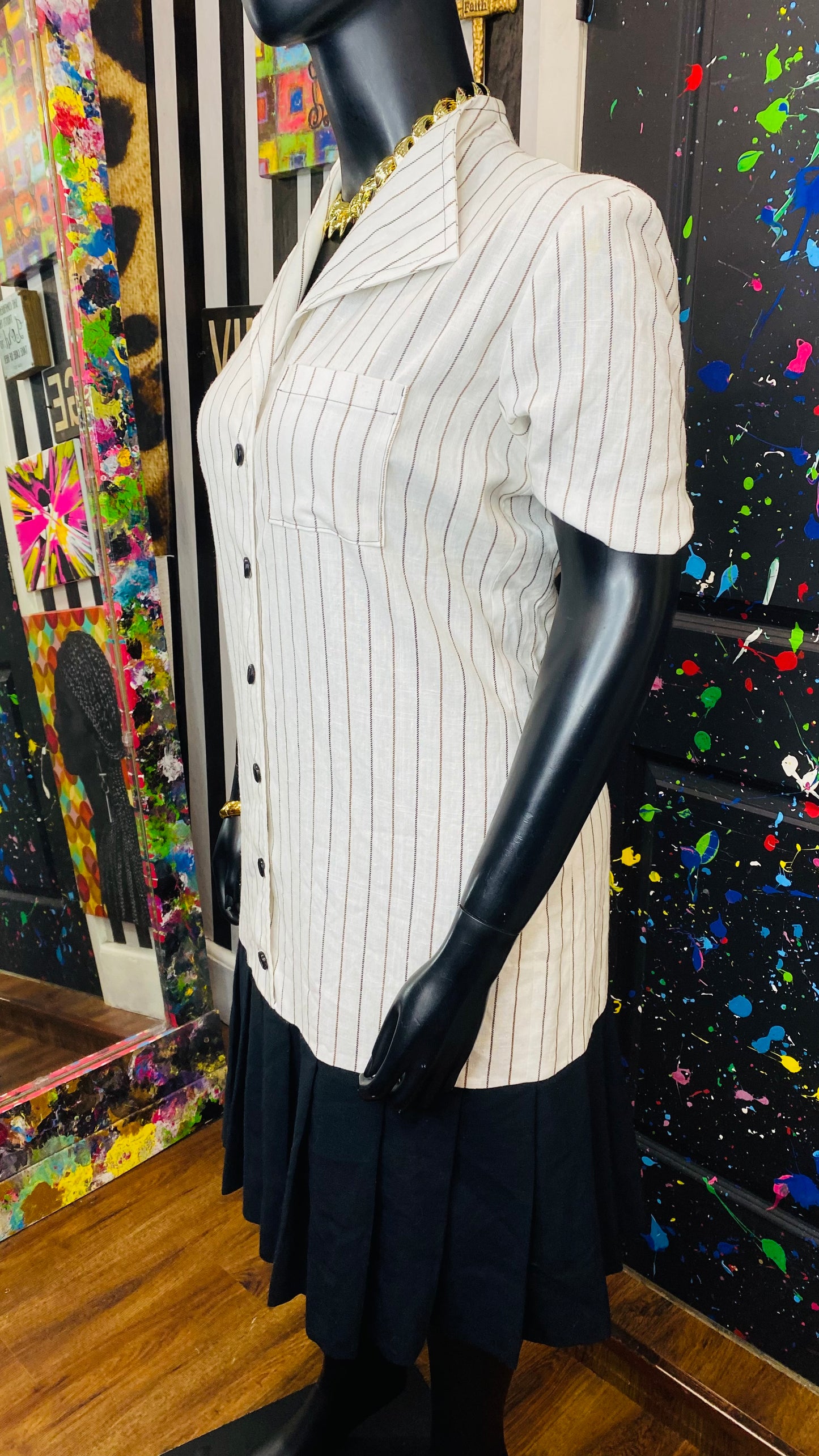 Vintage Brown, Black & White Dress (18)