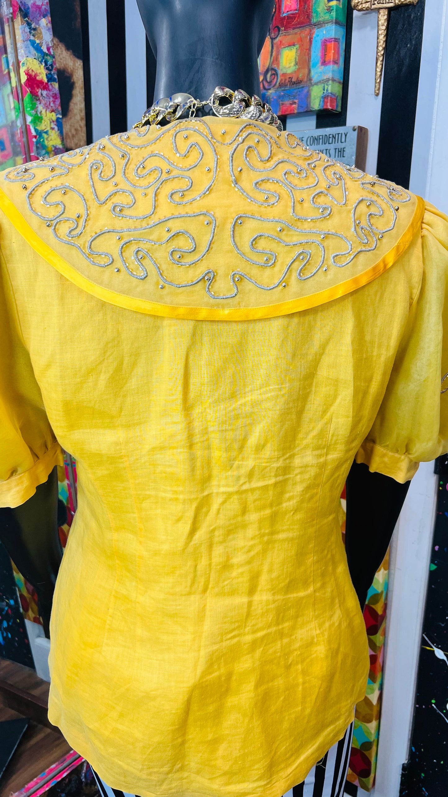Vintage Yellow & Beaded Blouse (16)