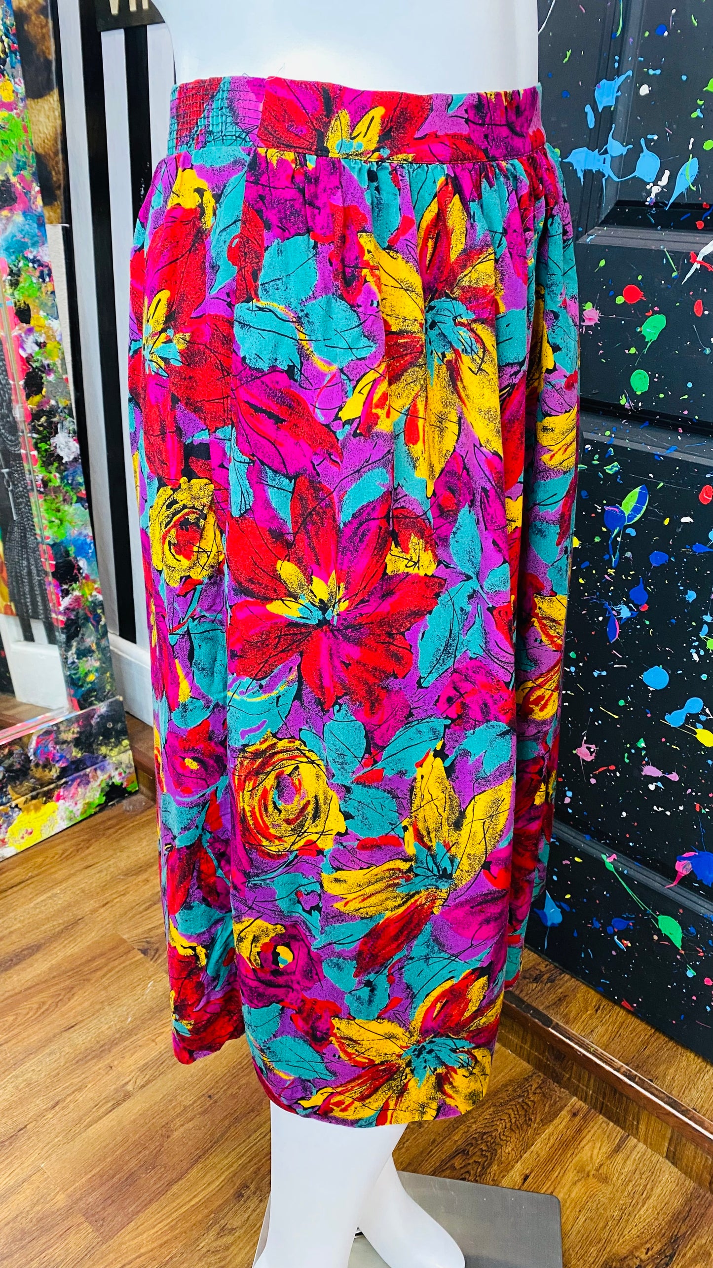 Vintage Rayon Abstract Print Skirt (16)