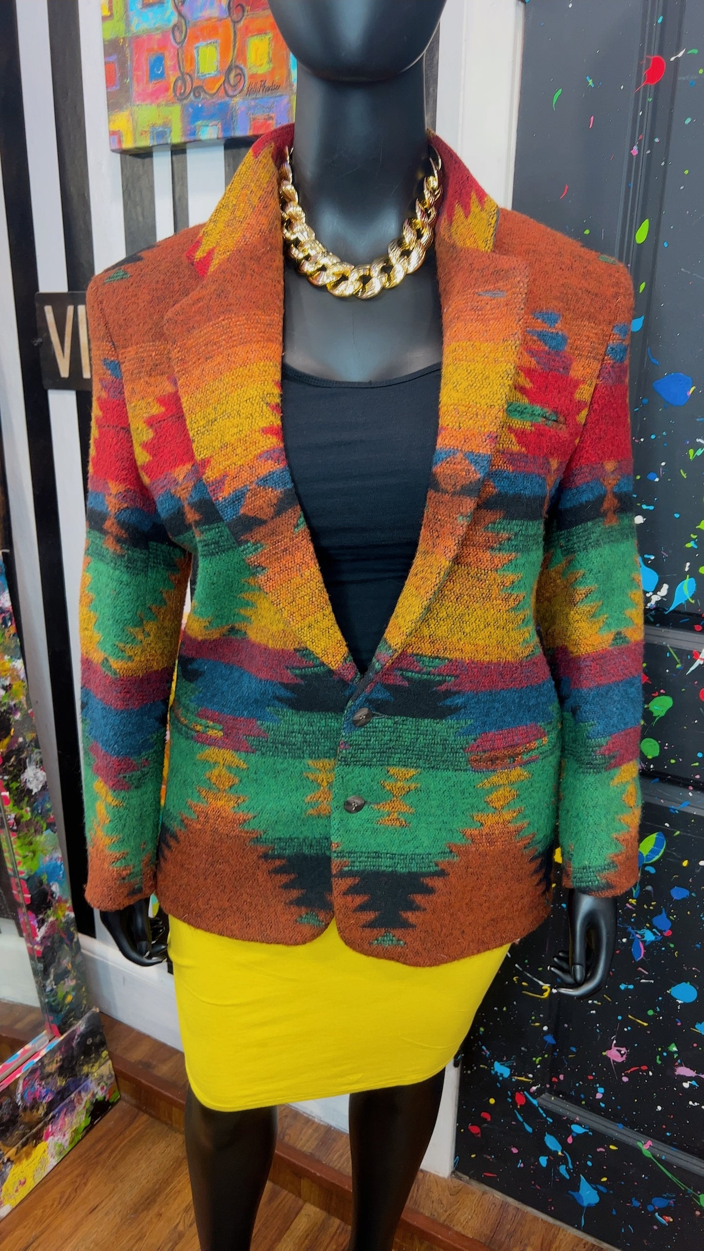 Vintage Tribal Print Western Blazer (12/14)