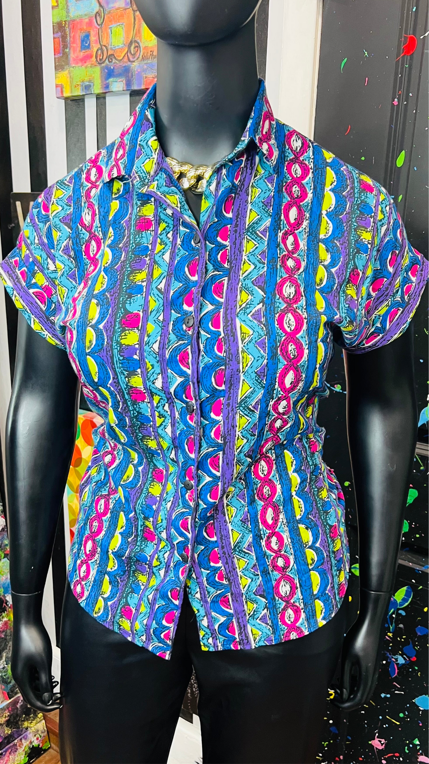 Vintage Abstract 80’s Blouse (16/18)
