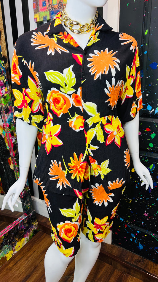 Vintage Rayon Tropical Shorts Set (18/20)