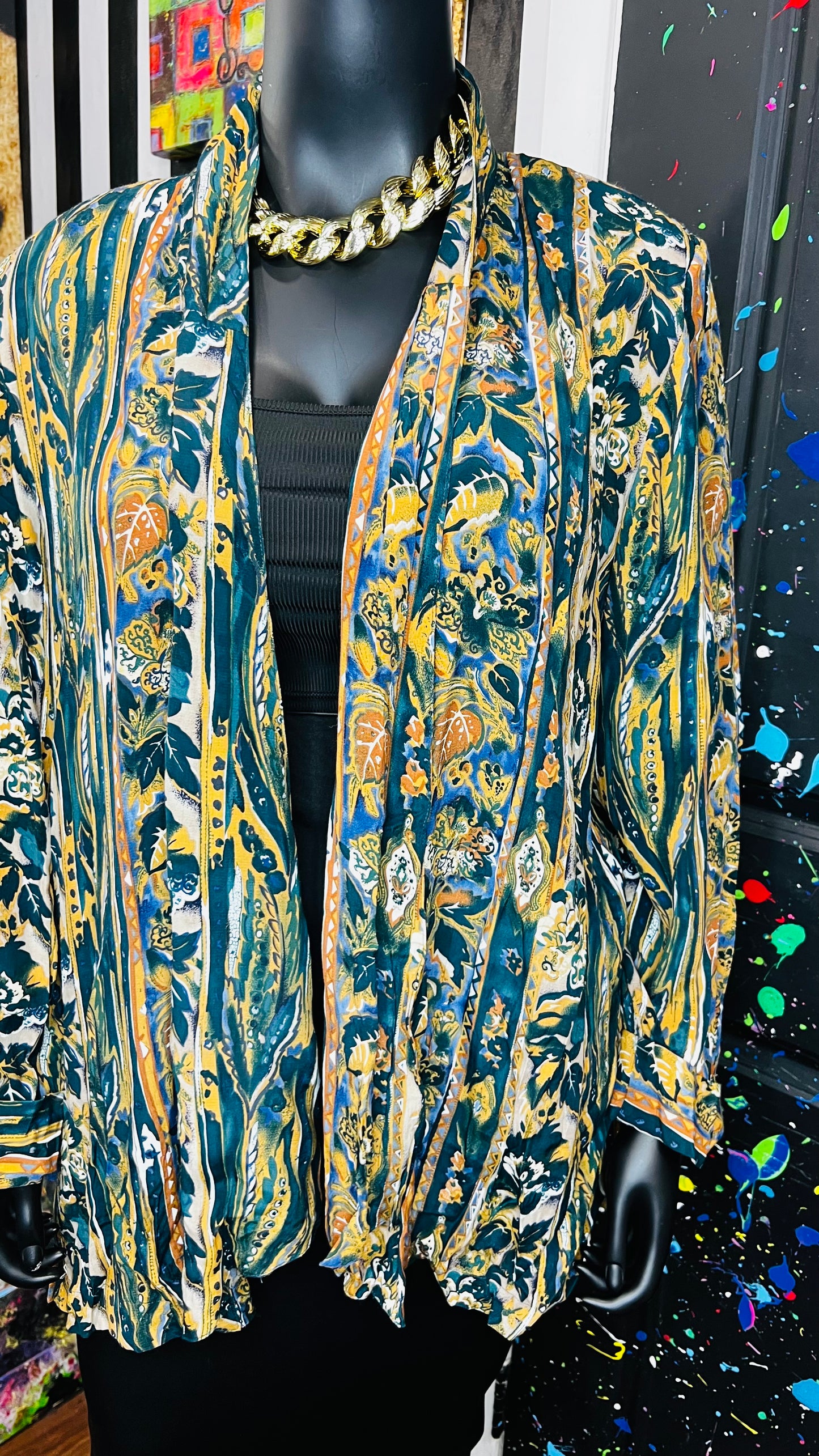 Vintage Rayon Abstract Duster (22)
