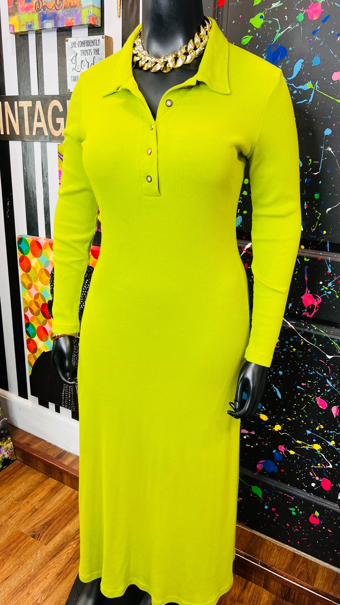 Vintage Green Cotton Bodycon Dress (20)