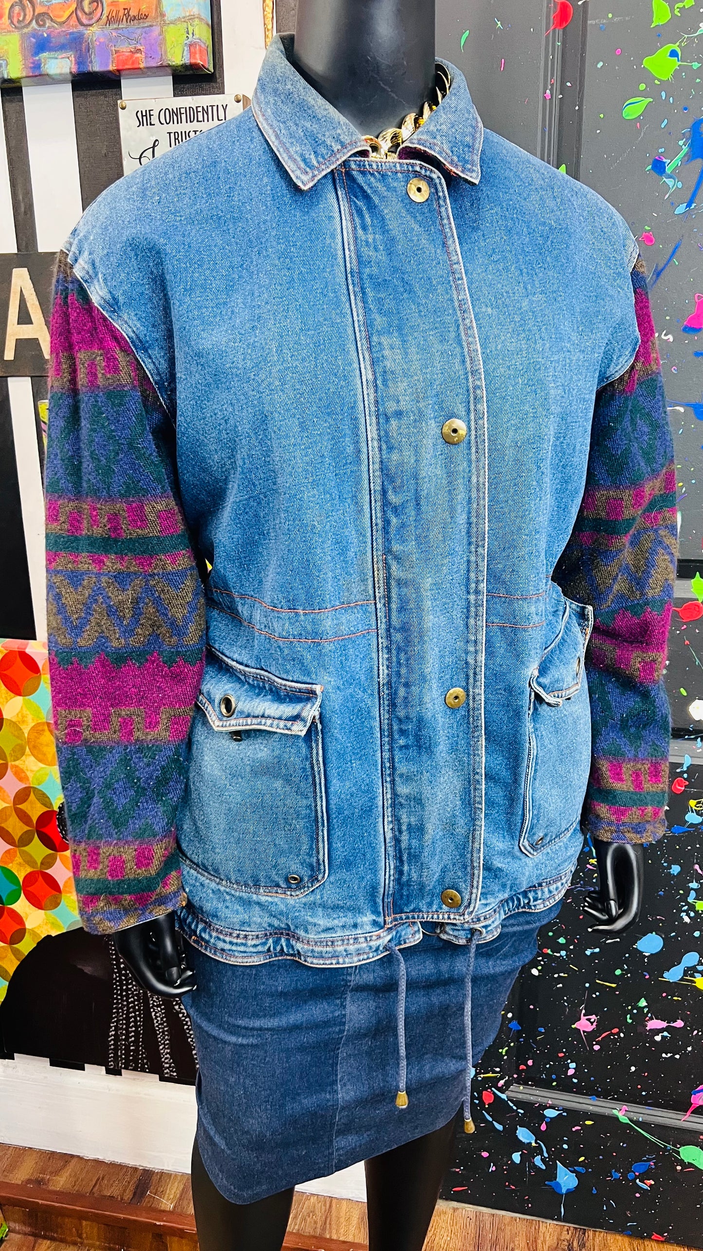 Vintage Denim Puffer Coat (16/18)
