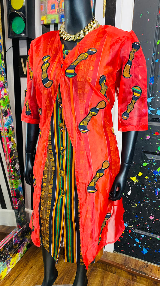 Vintage Traditional African Dress & Duster Set (14)