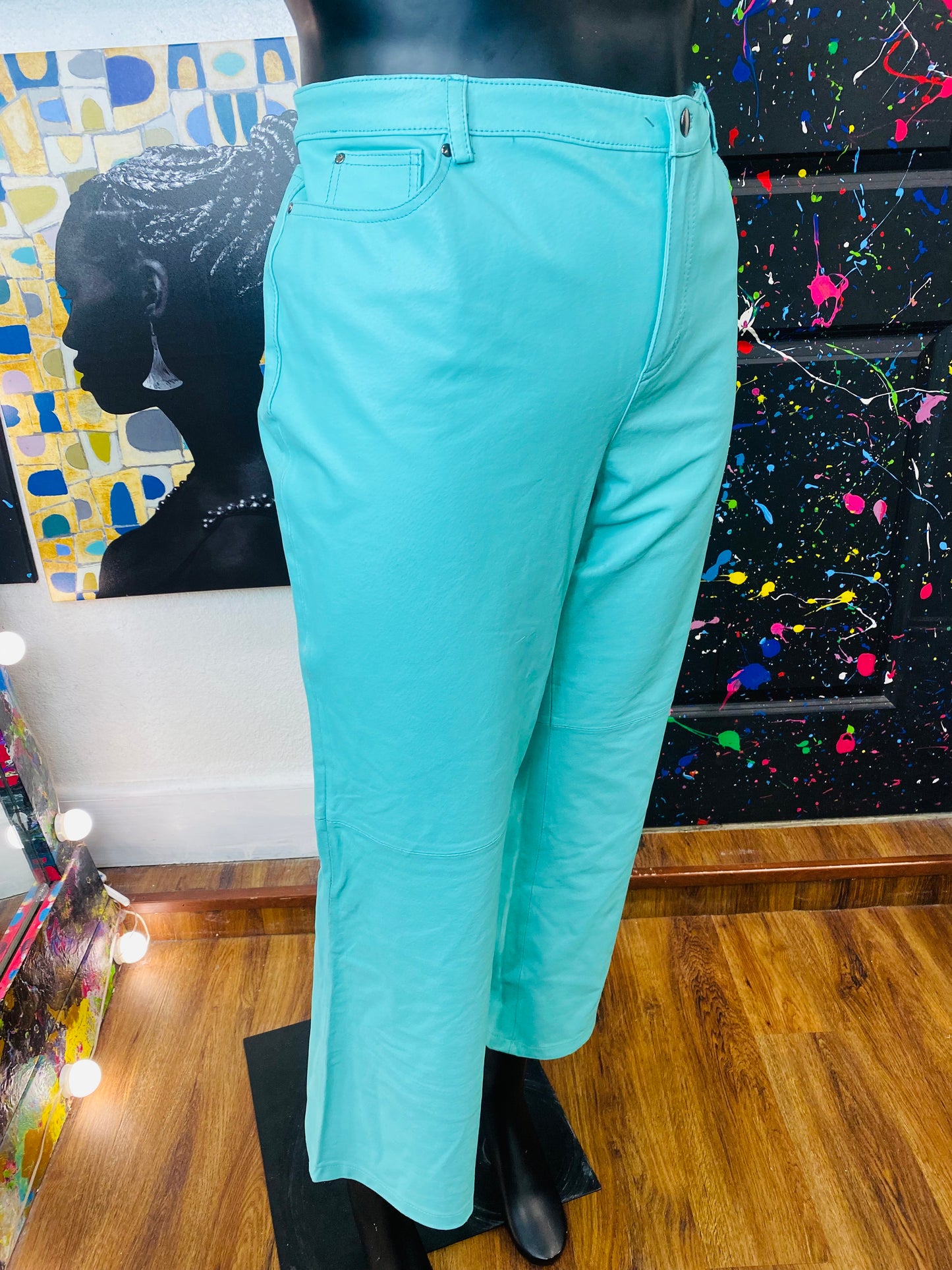 Vintage Lite Green Leather Pants