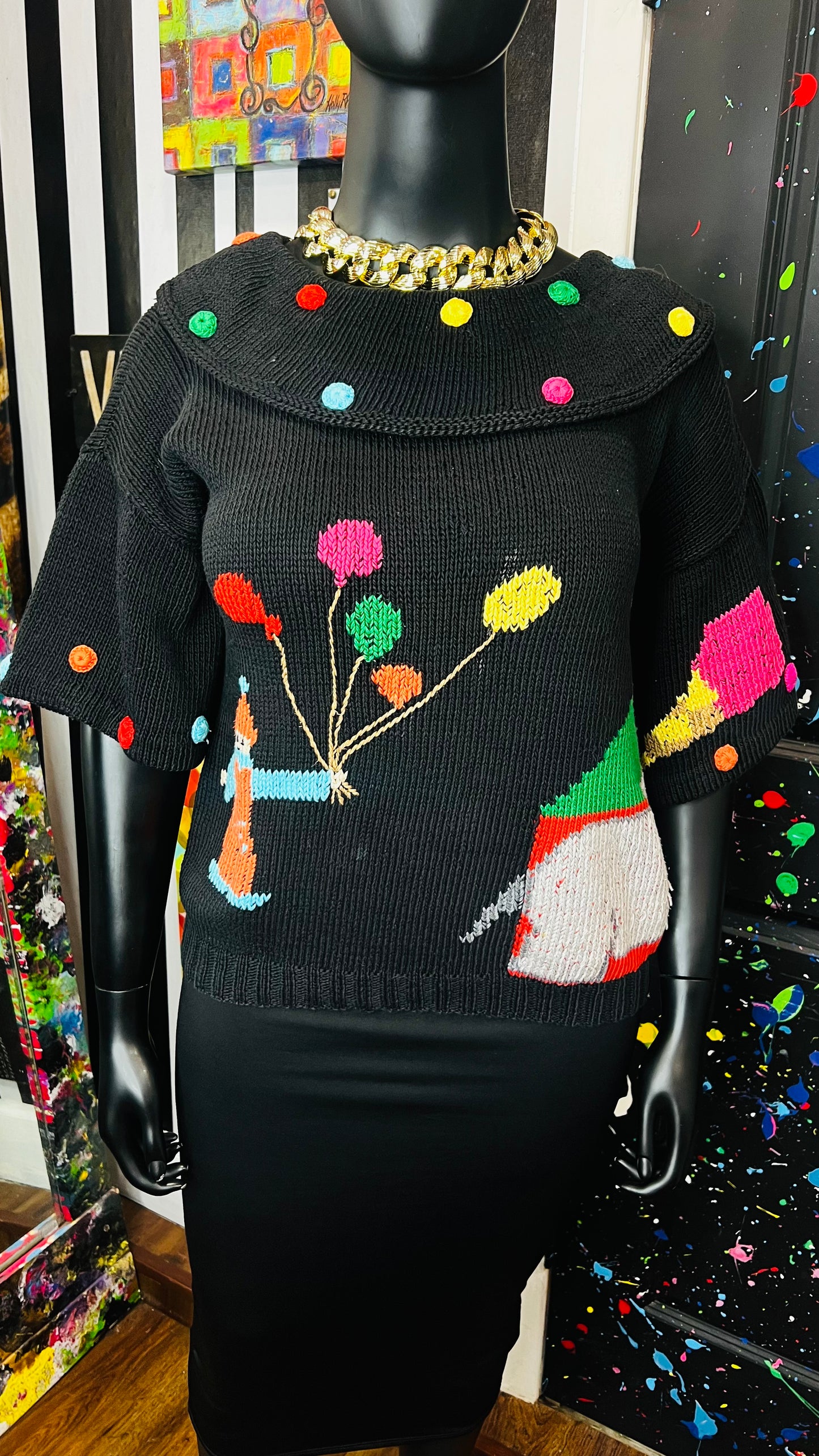 Vintage Knit Cropped Novelty Sweater (20)