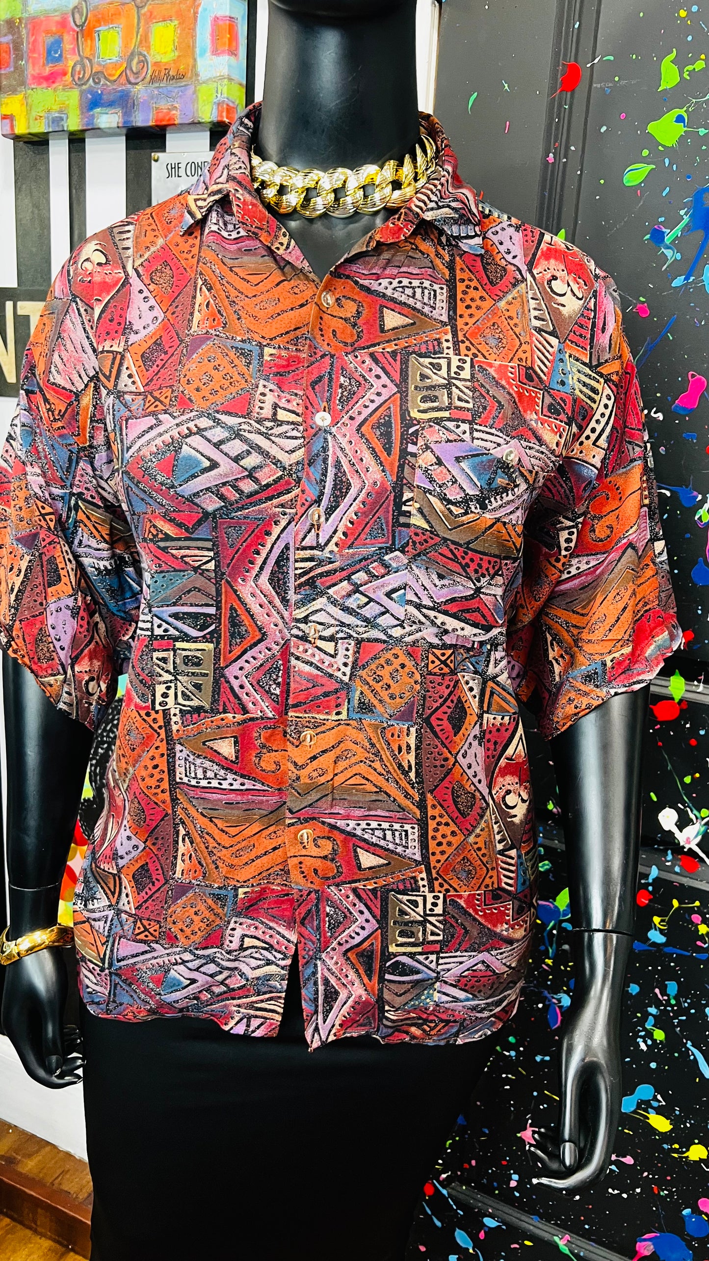 Vintage Rayon Abstract Blouse (22)