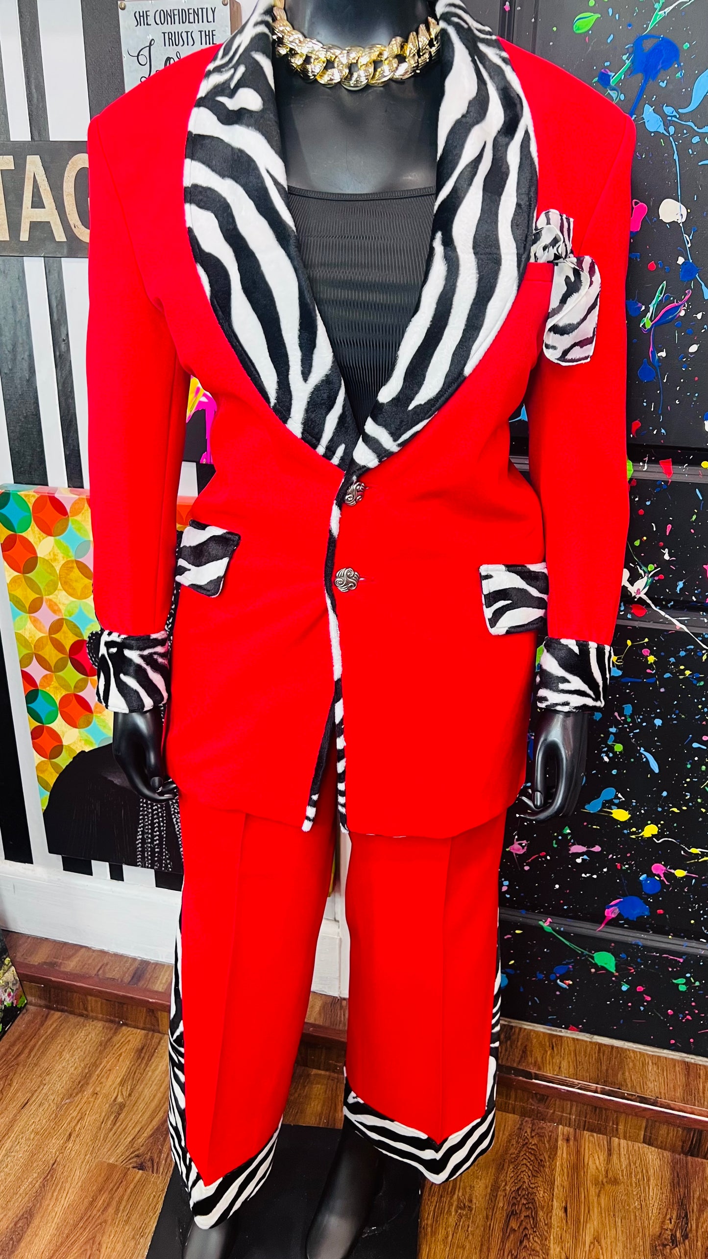 Red & Zebra Pants Suit (16)