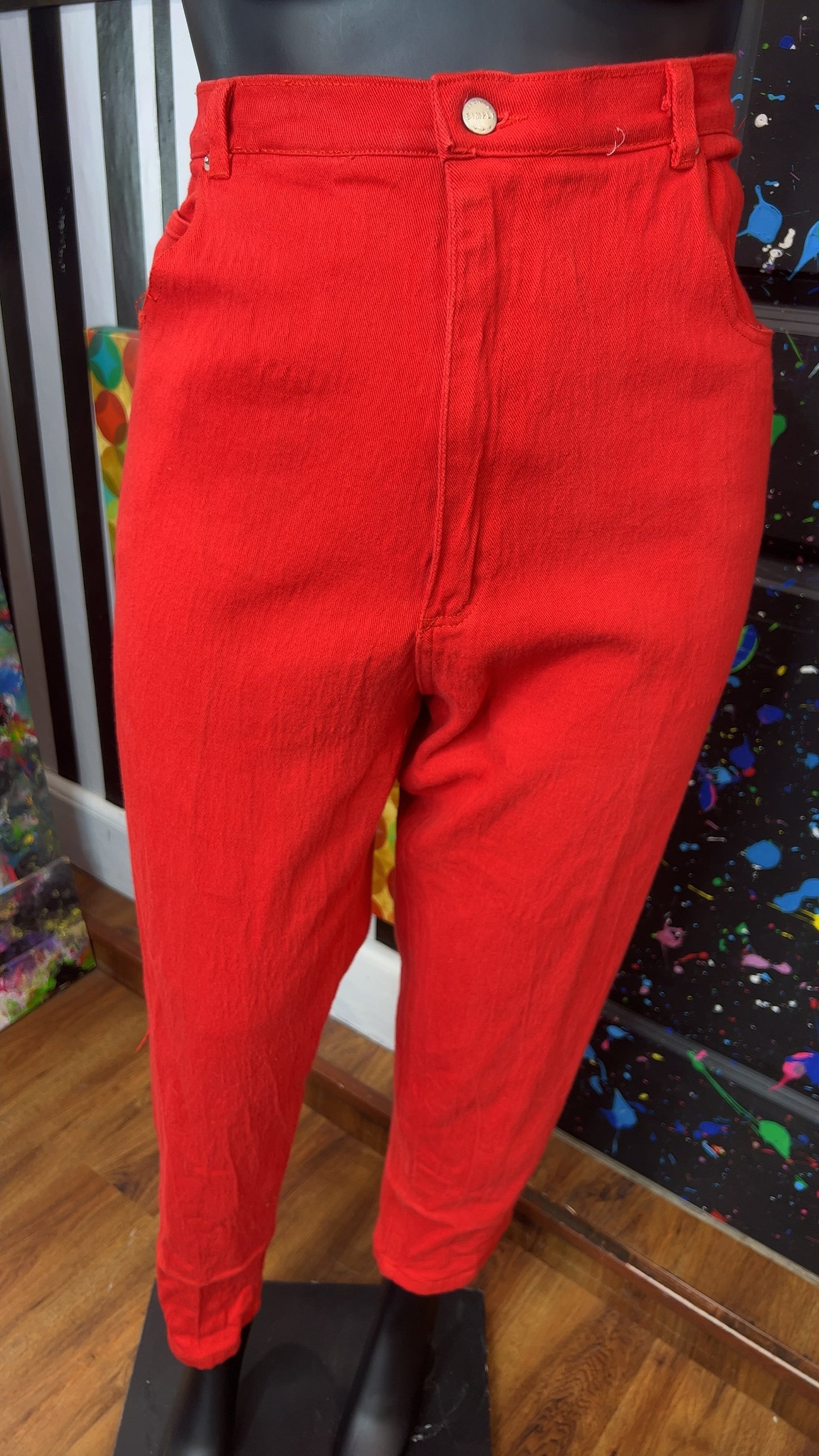 Vintage Red Jeans- Does Stretch (22)