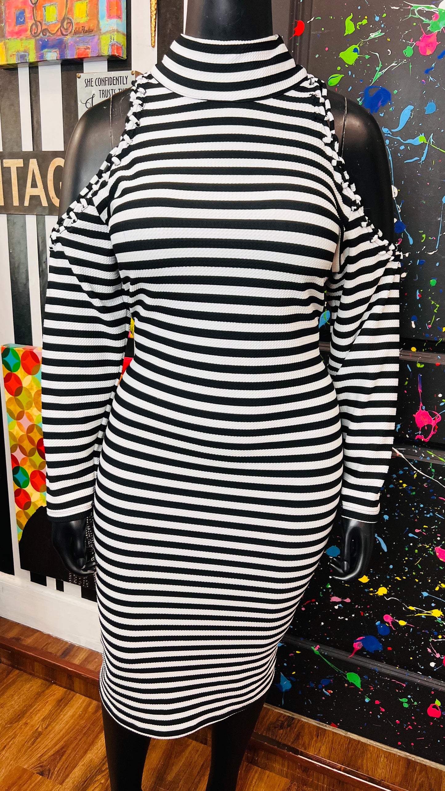Ashley Stewart Striped Open Shoulder Dress (18/20)