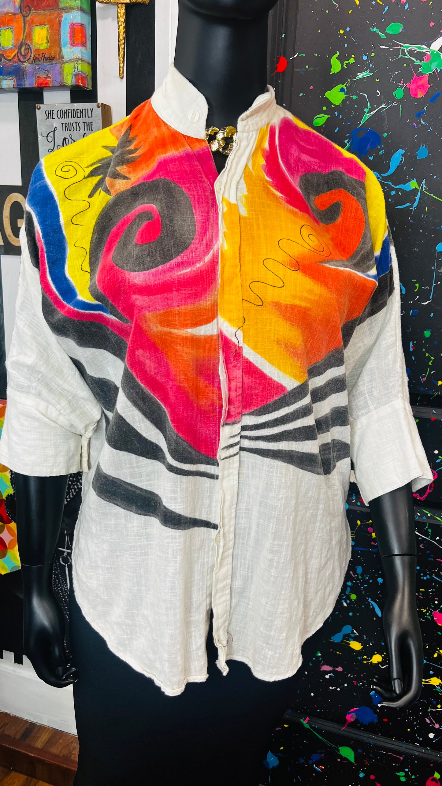 Abstract Print Linen Blouse (16)