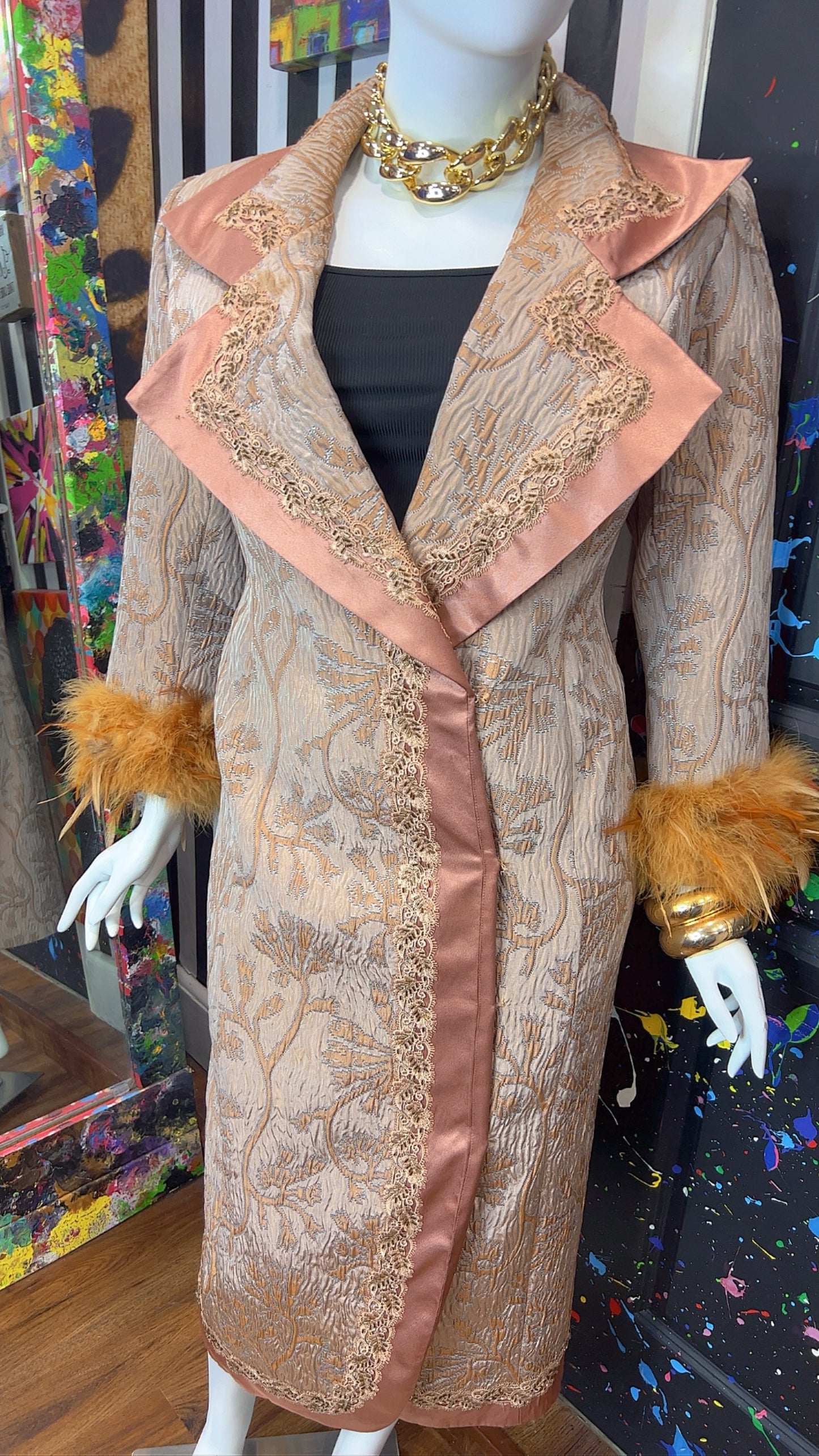 Vintage Long Statement Couture Blazer w/ Faux Fur (16)