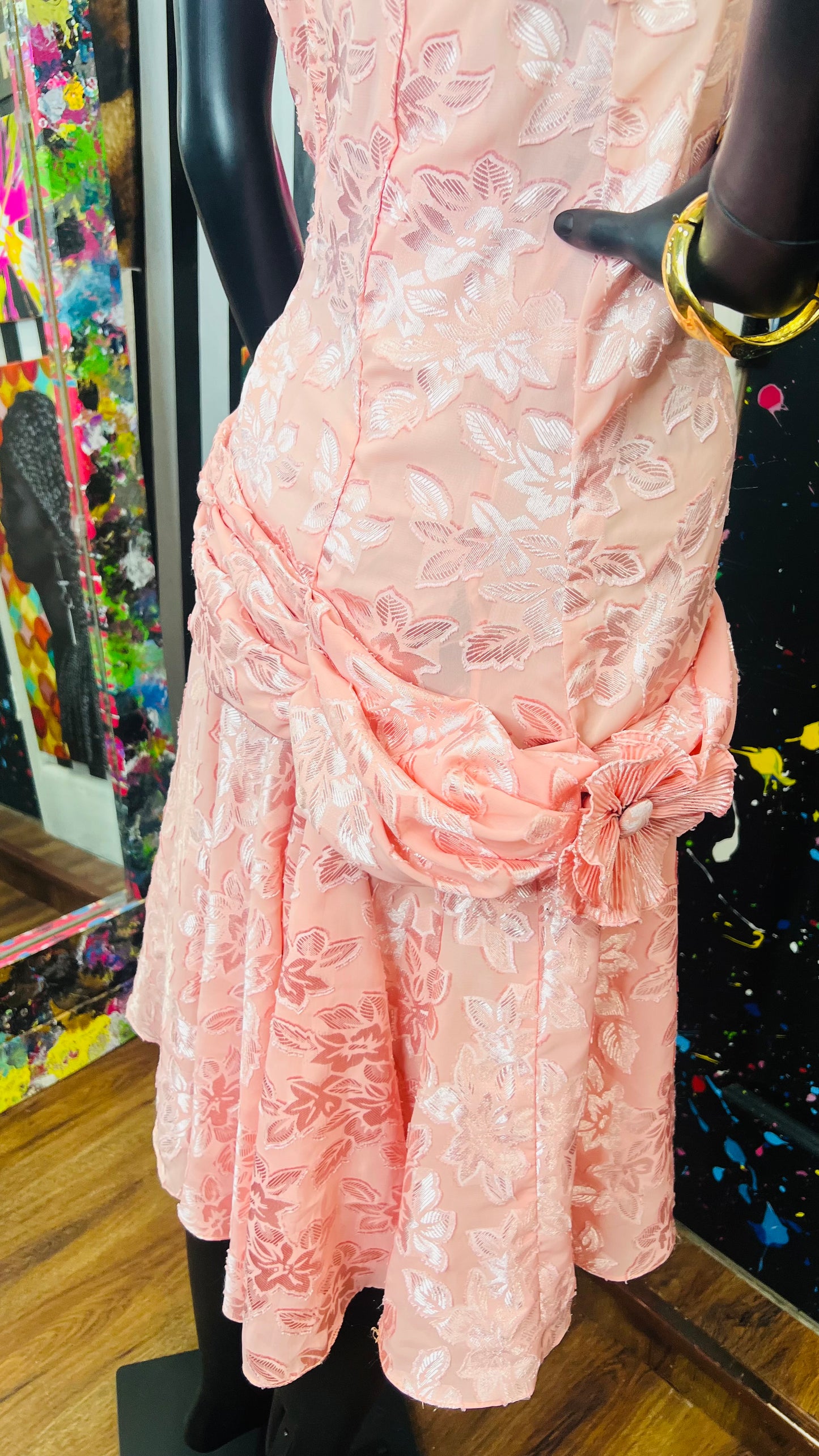 Vintage Floral Peach Dress (12)