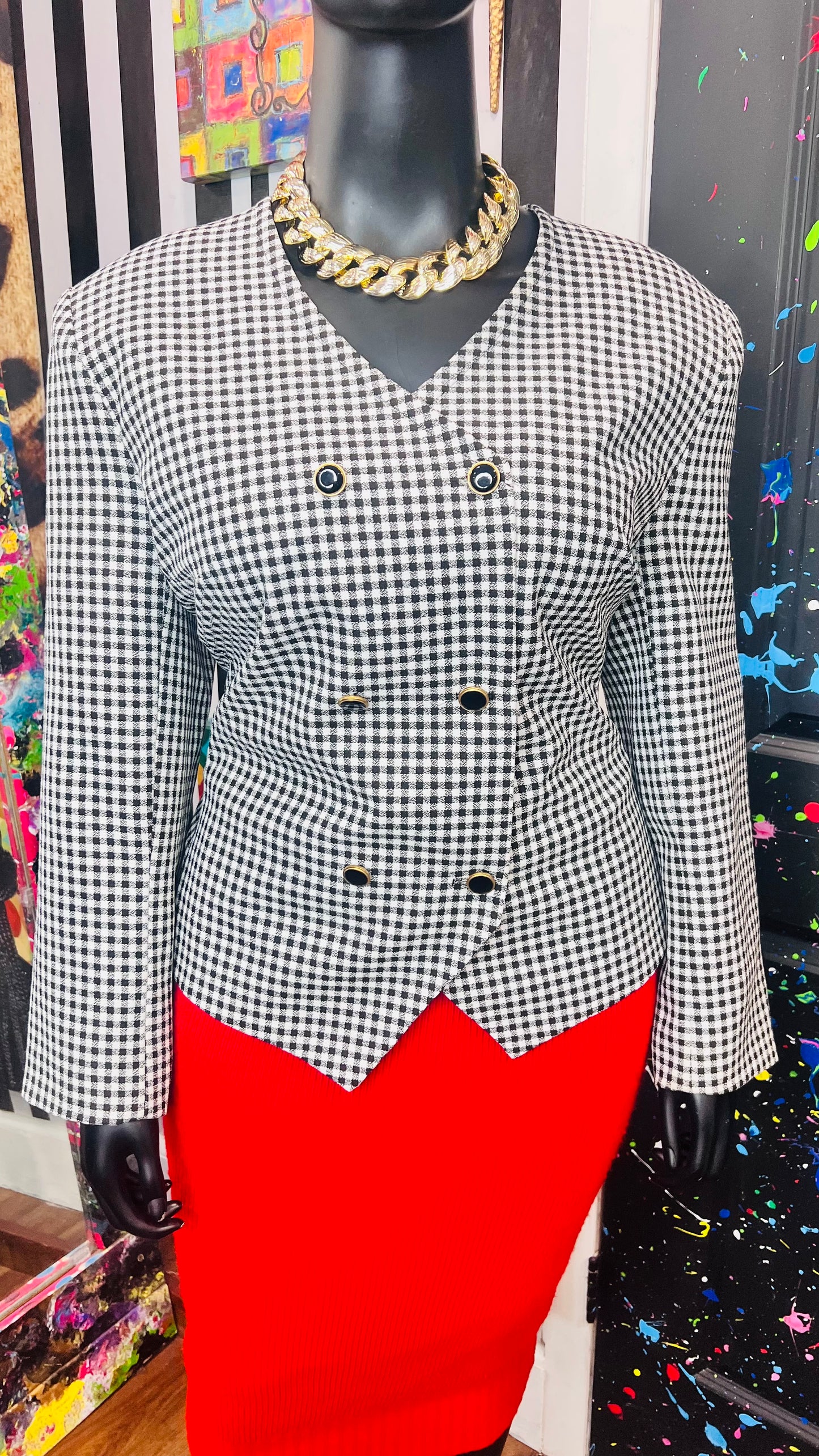 Vintage cropped Houndstooth Blazer (18)