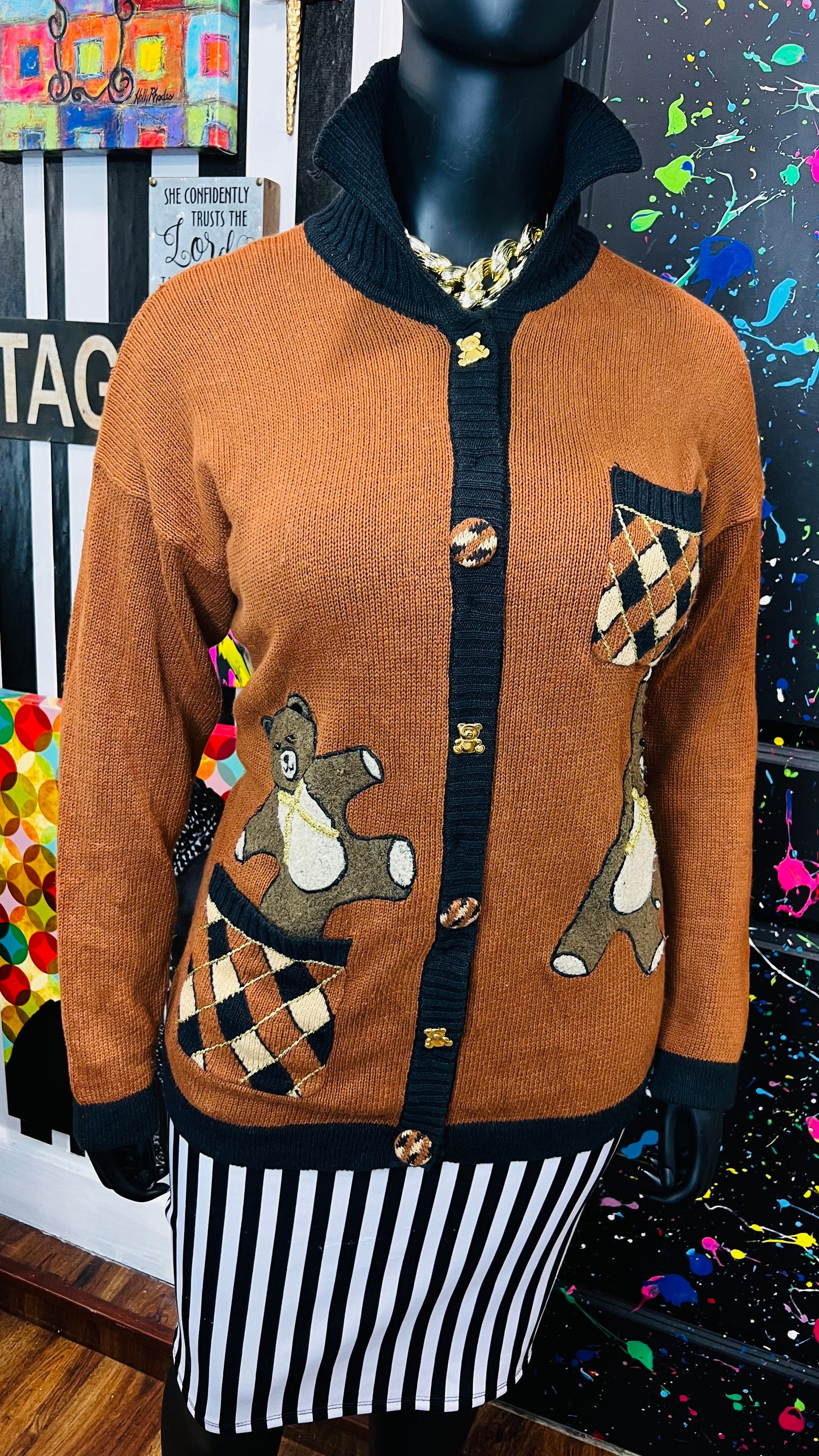 Vintage Brown Bear Cardigan (16/18)