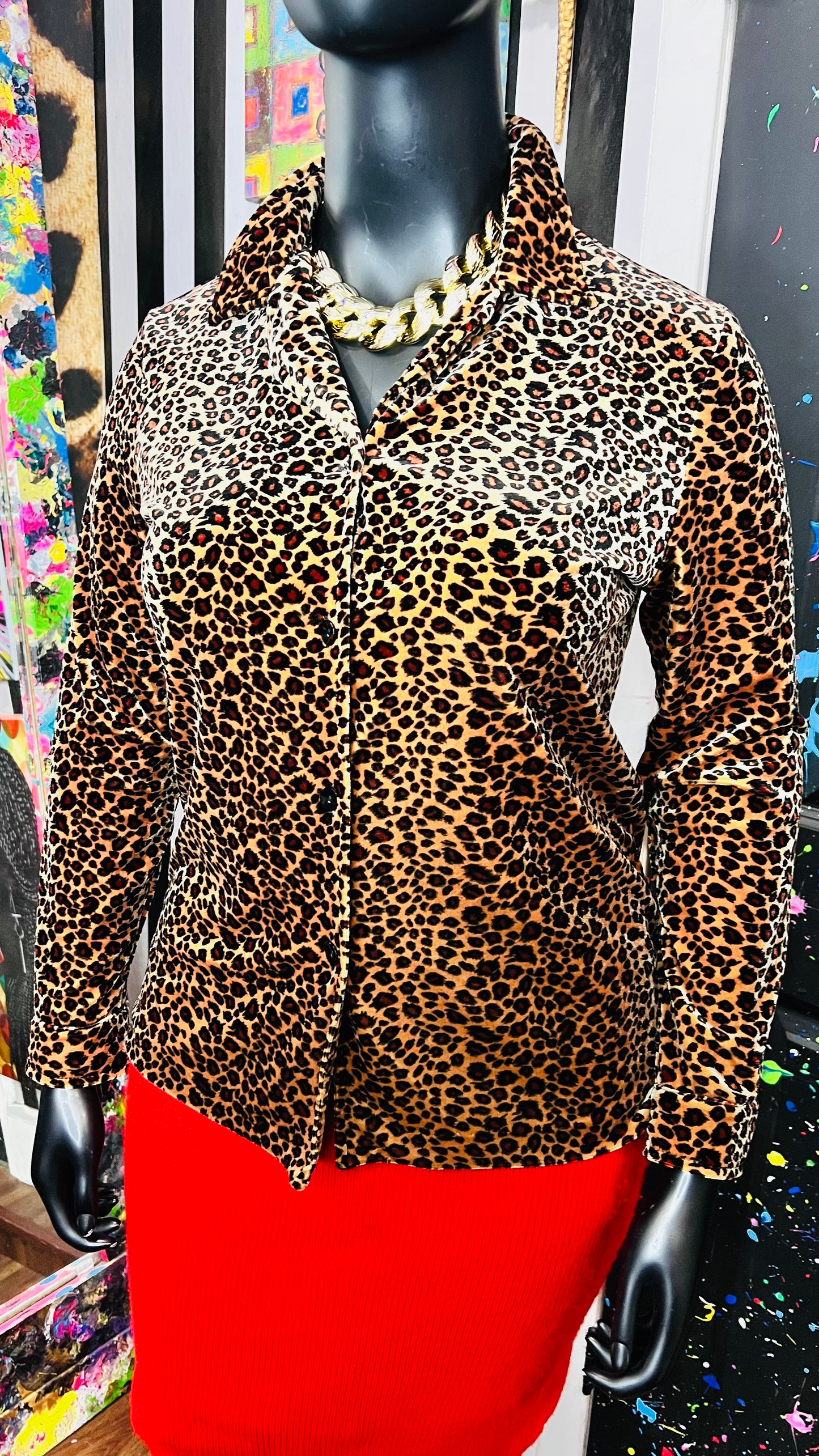 Vintage Velour Animal Print Blouse (14)