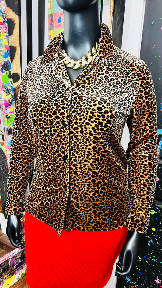 Vintage Velour Animal Print Blouse (14)