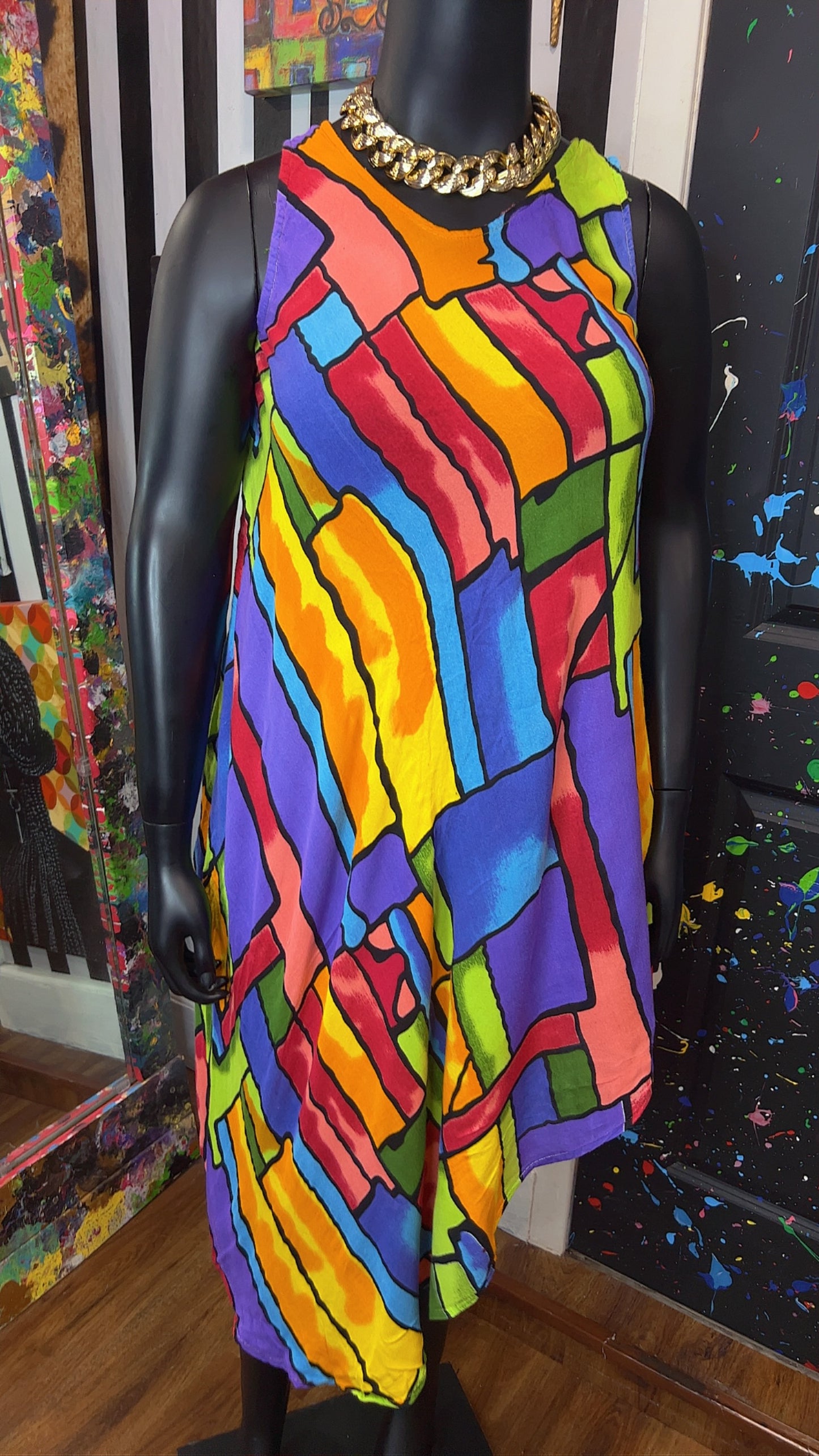 Vintage Rayon Abstact Tunic/Dress (16)