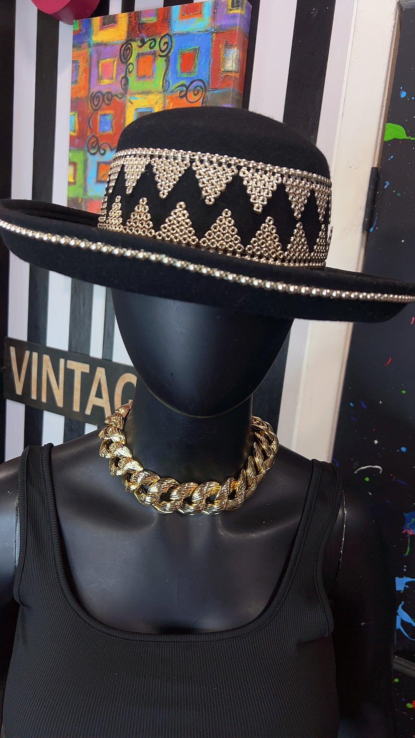 Vintage Silver & Black Hat