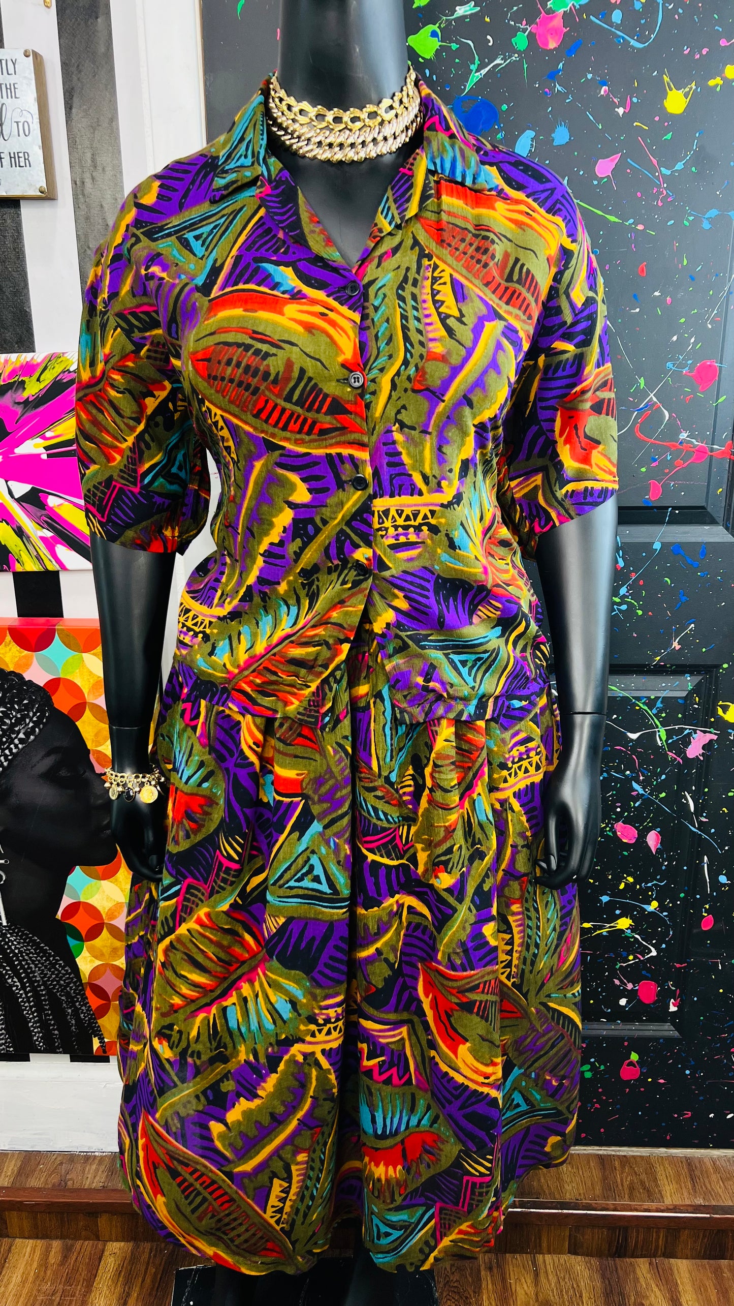 Vintage 90’s Rayon Skirt Set (20)