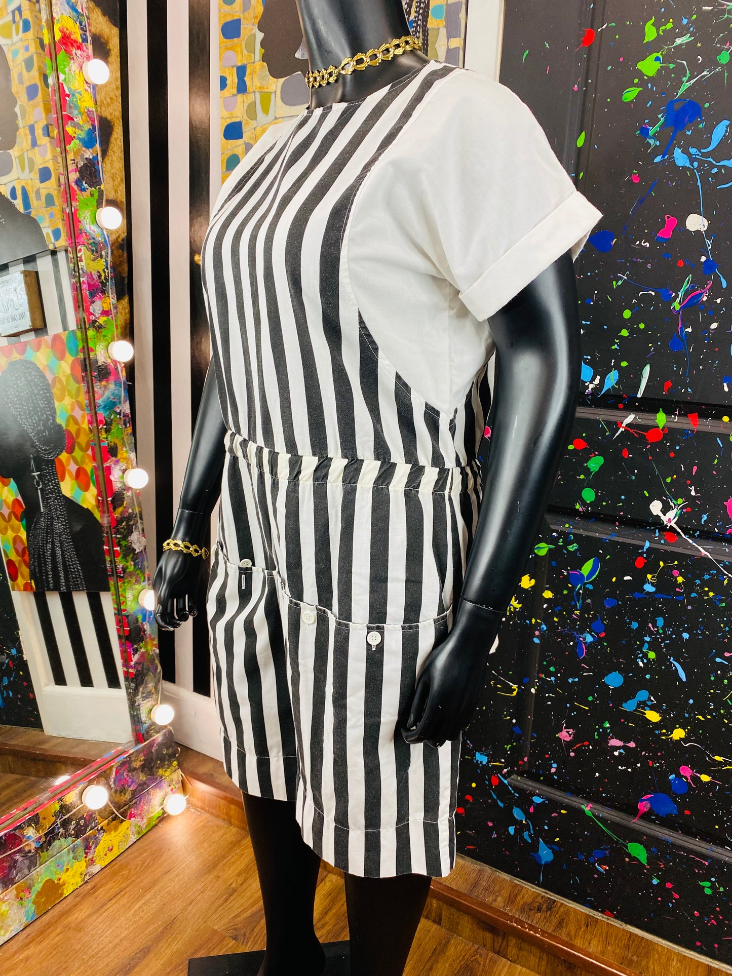 Vintage W&B Striped Romper