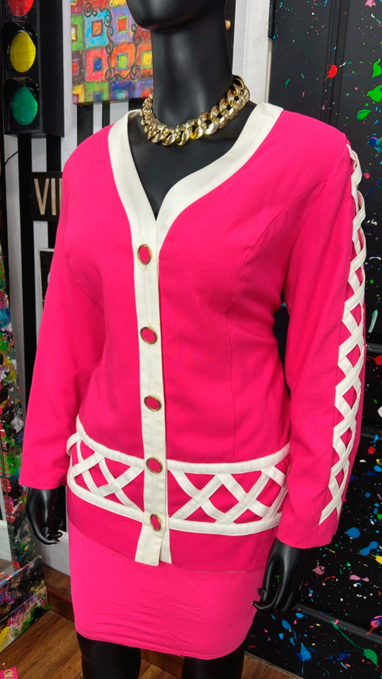 Vintage Pink & White Blazer (20W)
