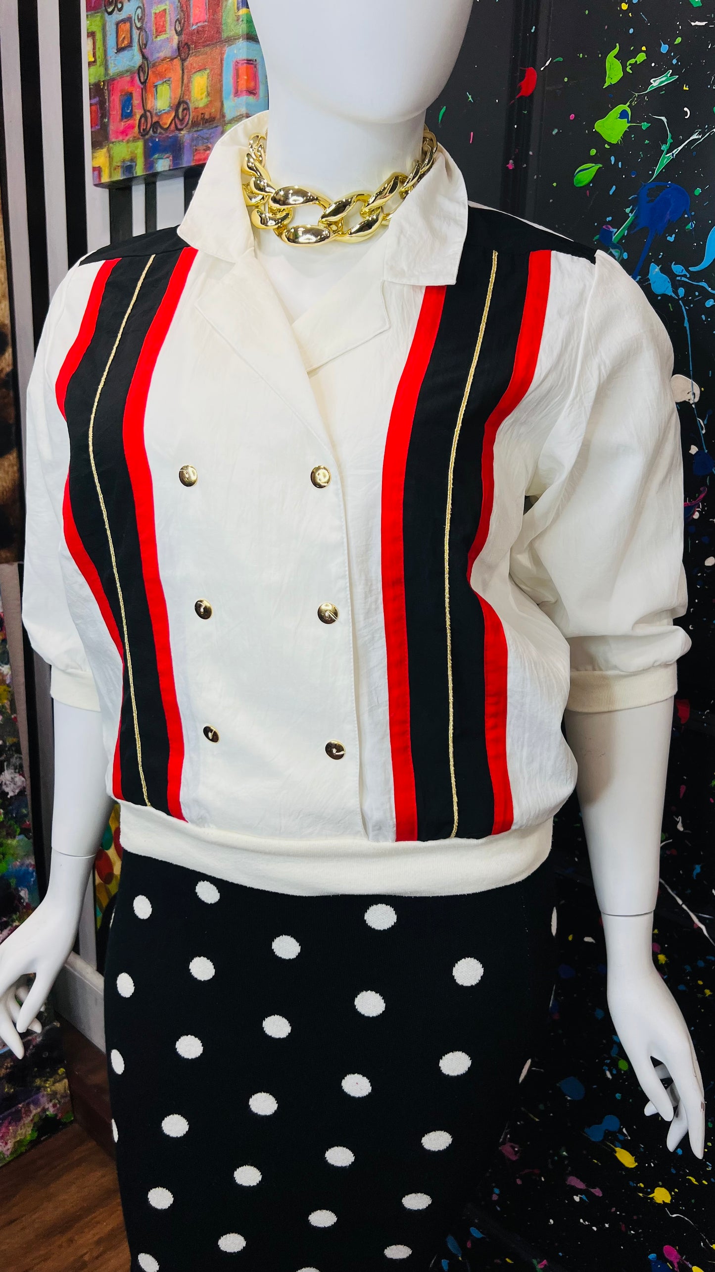 Vintage Red, Black Gold & Blouse (16)