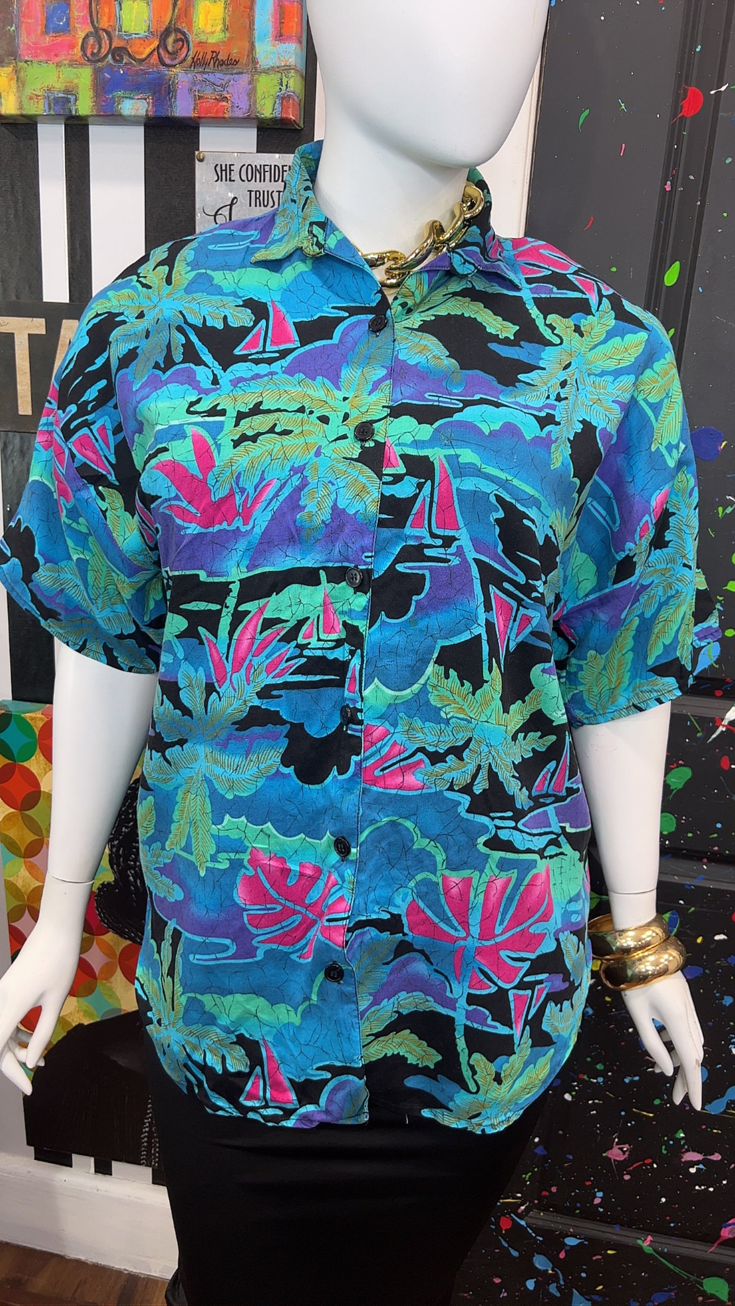 Vintage Rayon Floral Blouse (22)