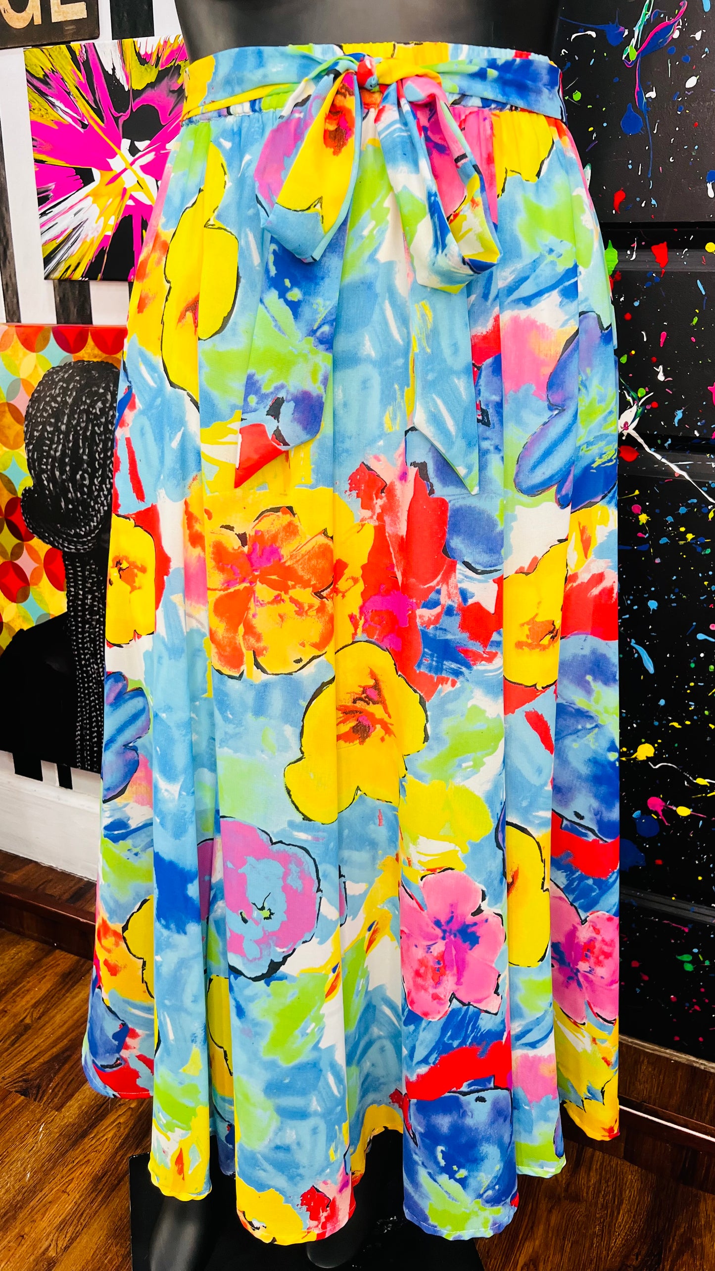 Watercolor Print Skirt (18)