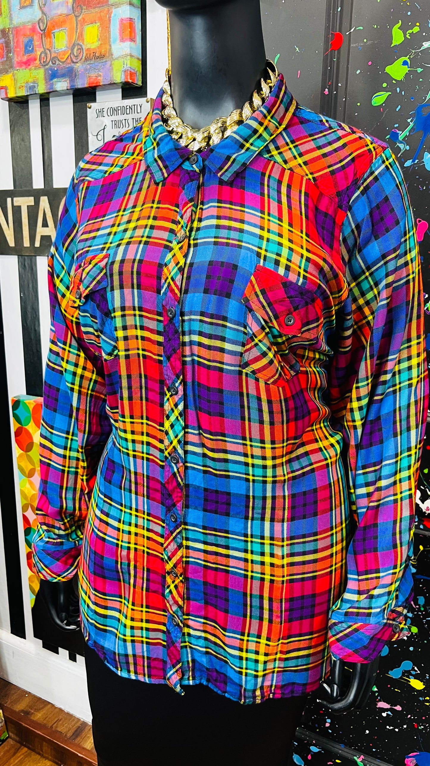 Torrid Rainbow Plaid Blouse (24)