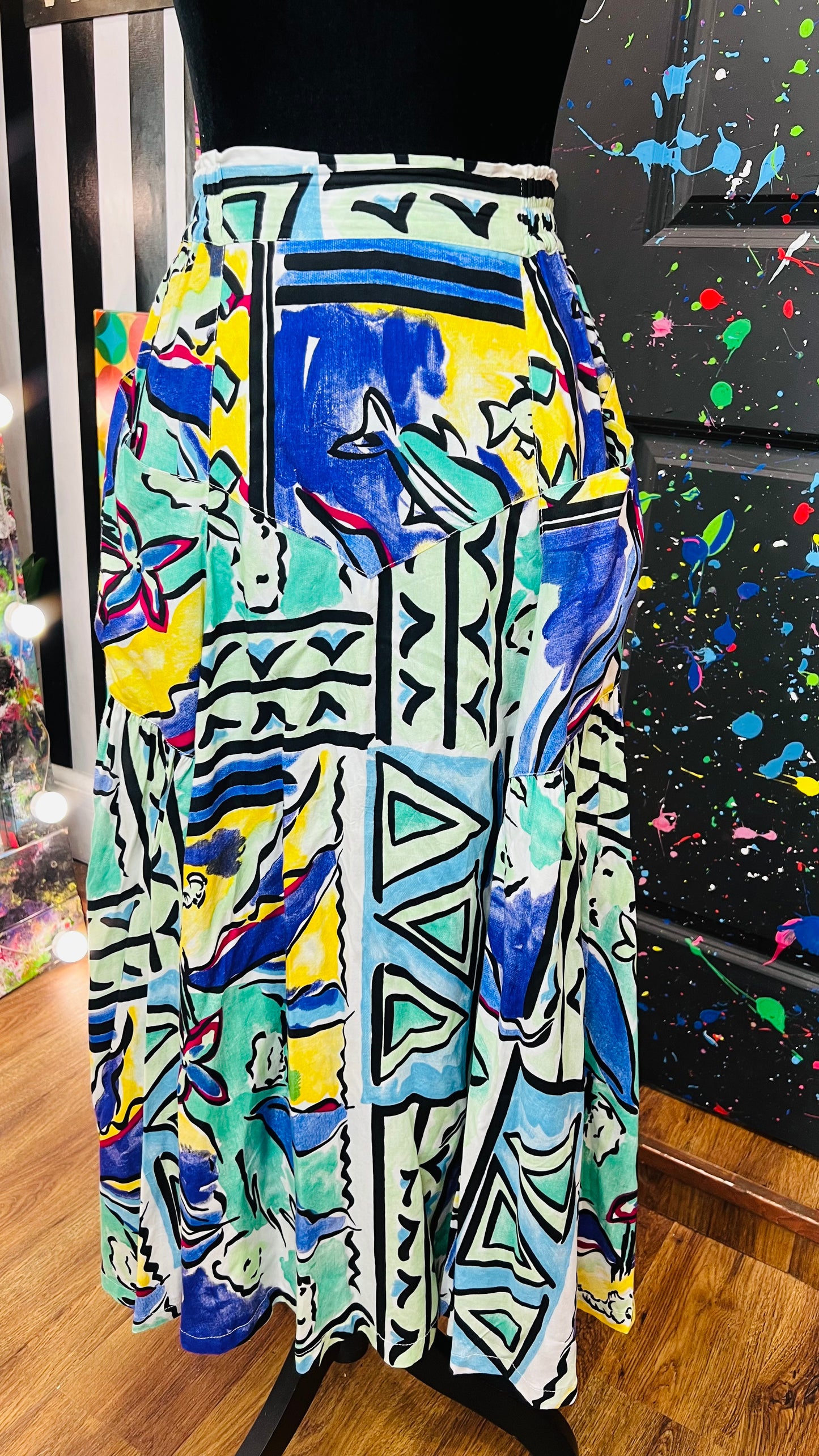 Vintage Rayon Multi Colored Skirt (14)