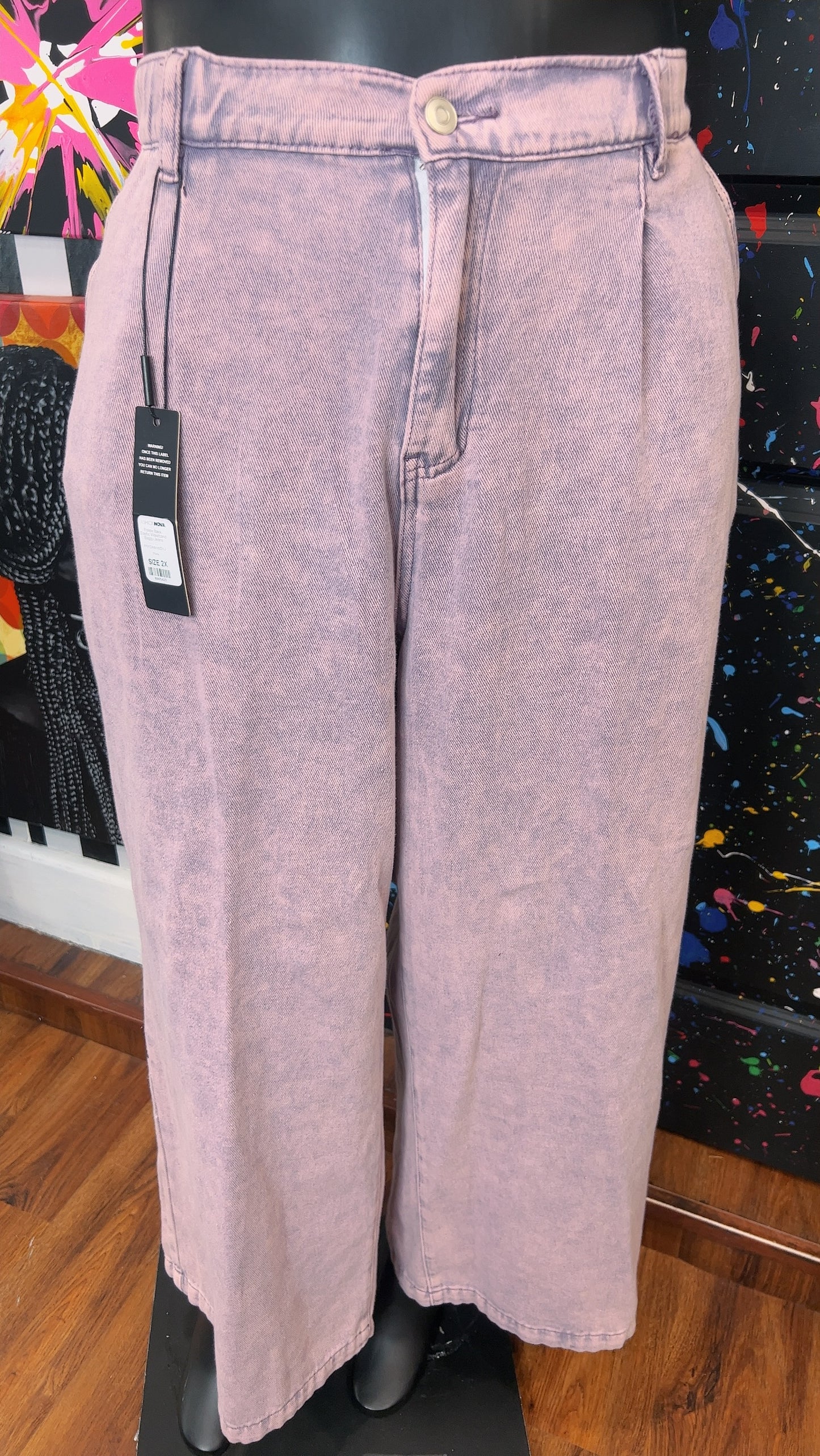 Wide Leg Purple Pleated Stonewash Jeans New w/Tags (16)