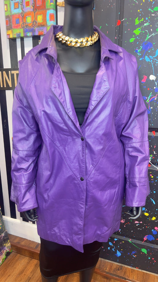 Vintage Genuine Leather Purple Coat (24)