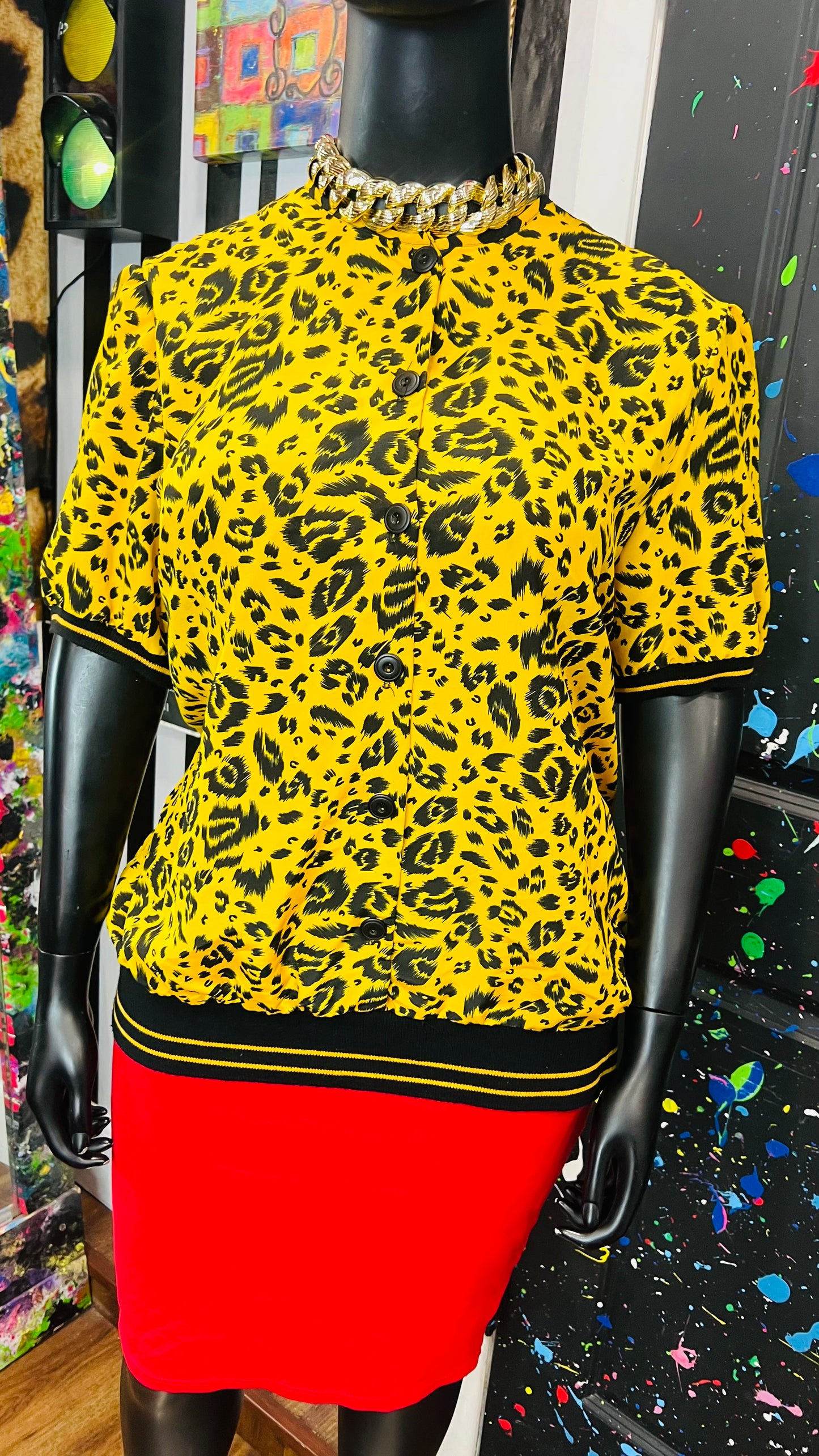 Vintage Yellow & Black Blouse (20)