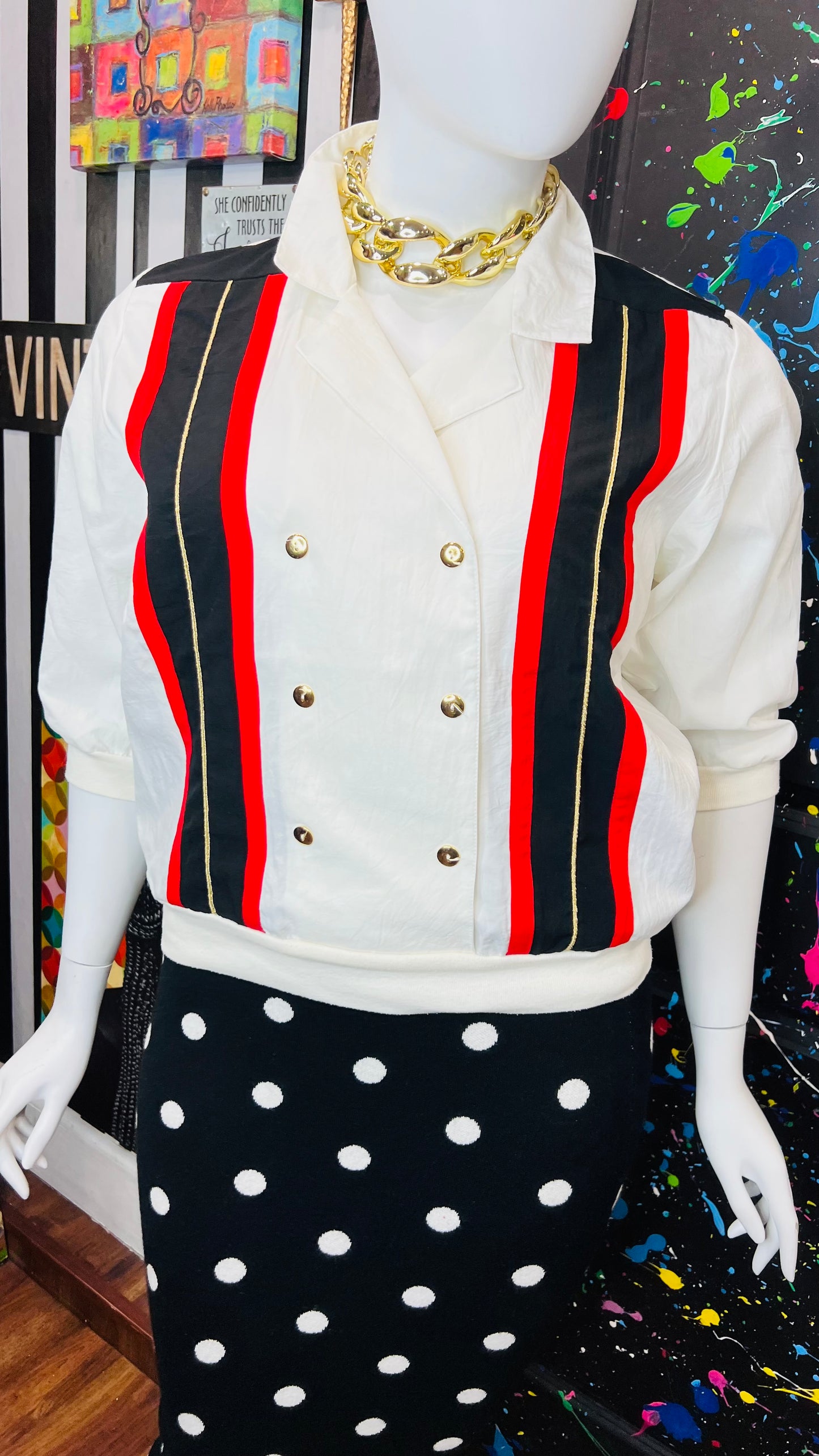 Vintage Red, Black Gold & Blouse (16)