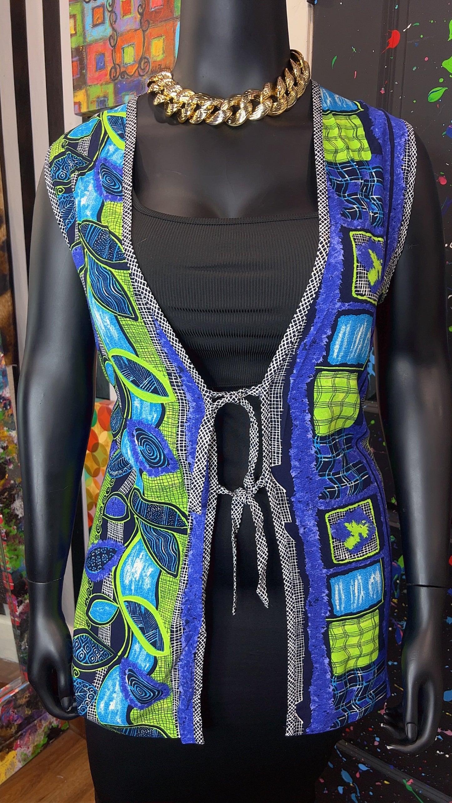 Vintage Rayon Abstract 90’s Vest (22)