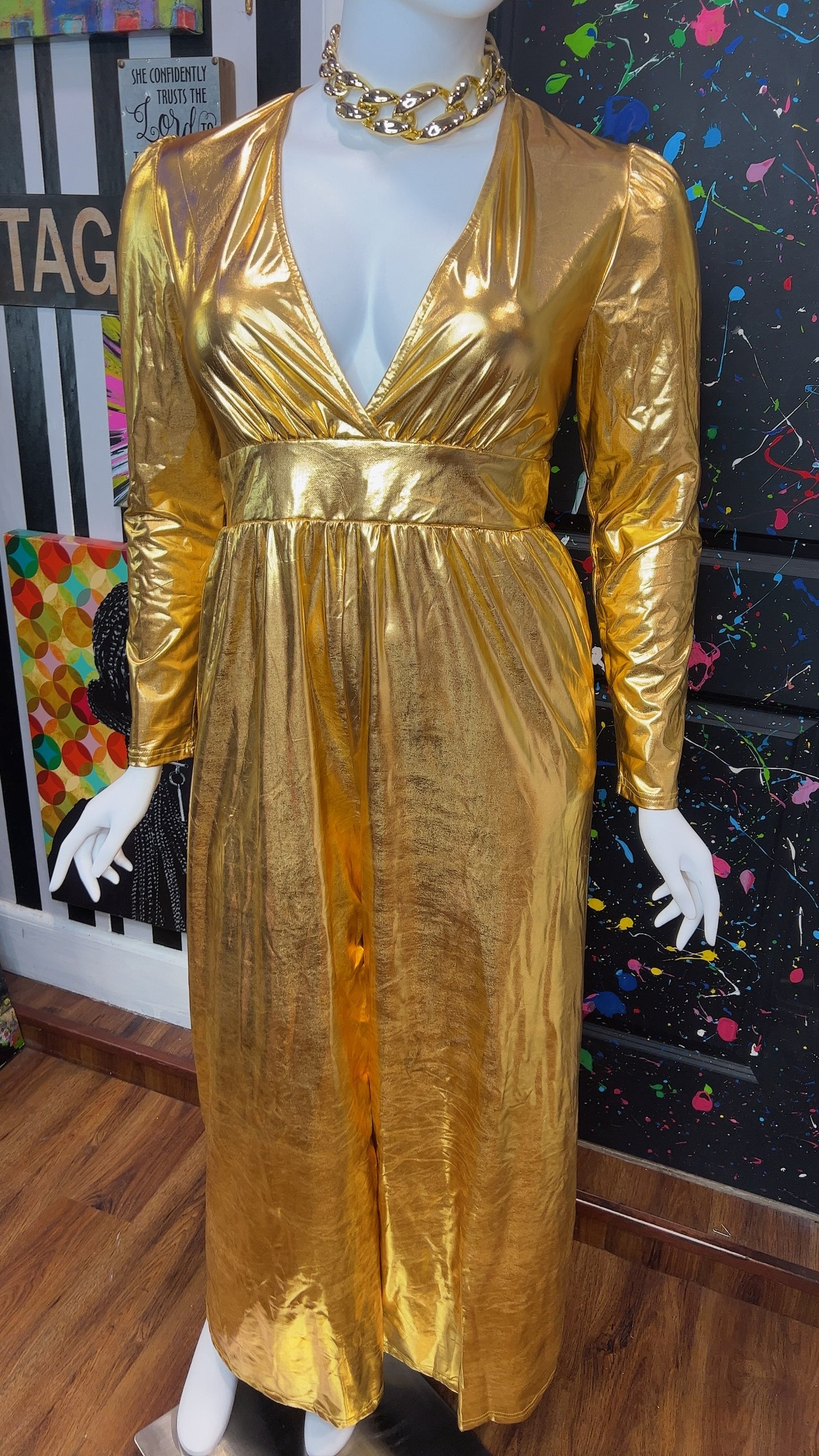 Metallic Gold Jumpsuit New W/Tags (14)