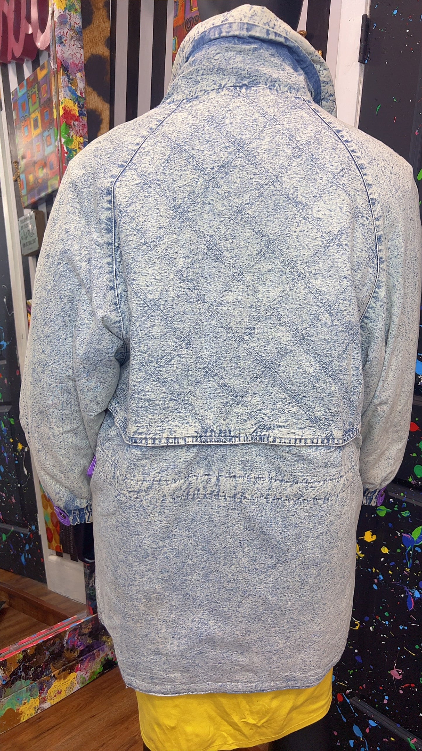 Vintage Stonewash Denim & Purple Puffer Coat (16)