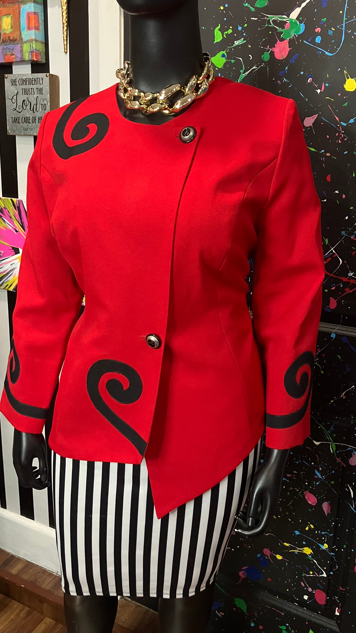Vintage Red & Black Blazer (18W)