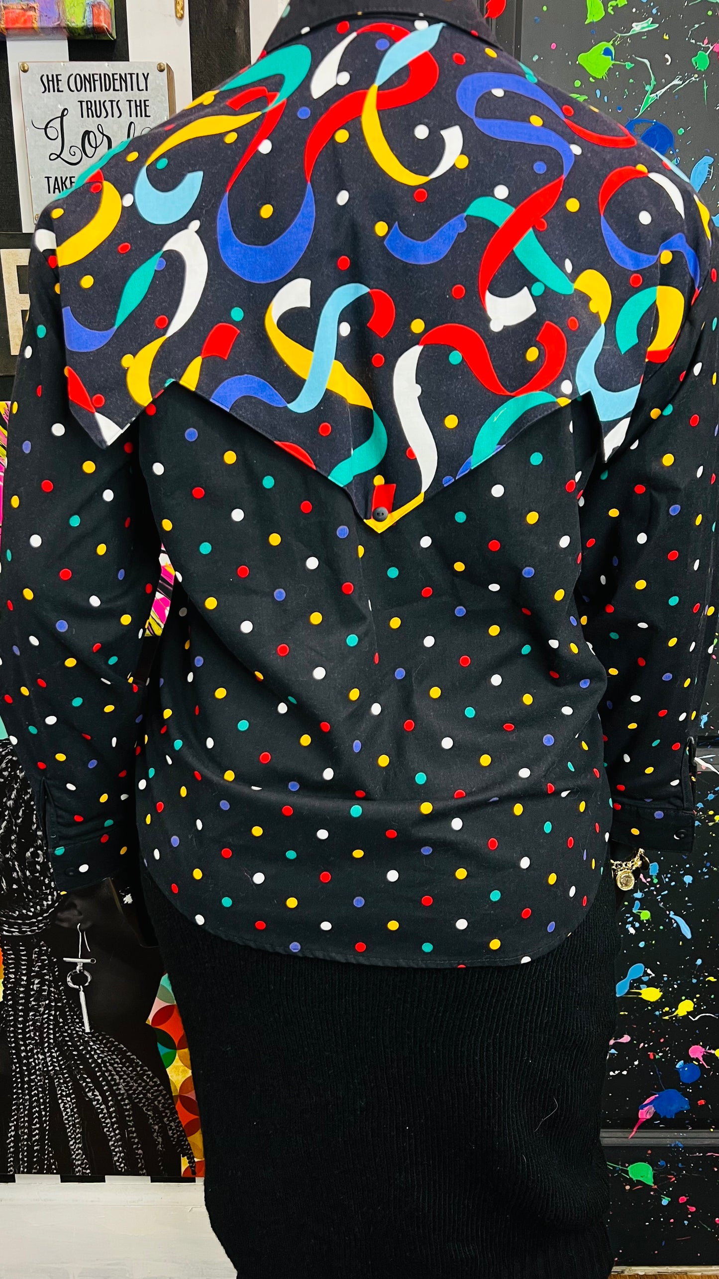 Vintage Colorblock Jeweled Western Blouse (14)
