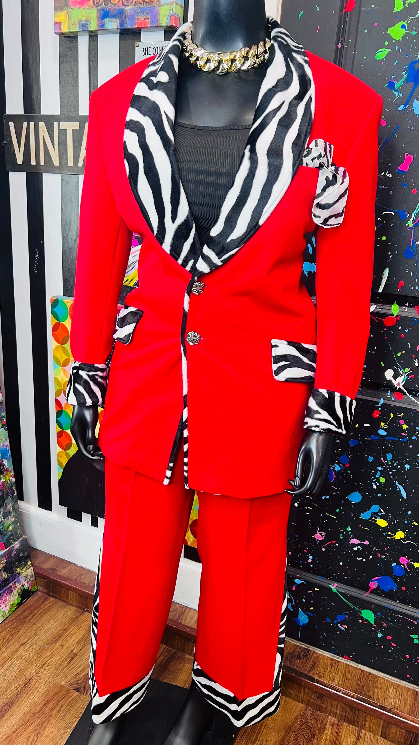 Red & Zebra Pants Suit (16)